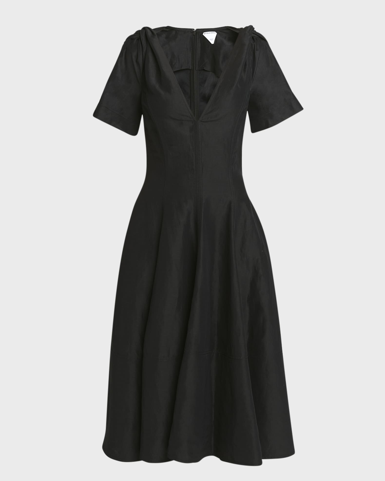 Fluid Linen Midi Dress with Twist Detail