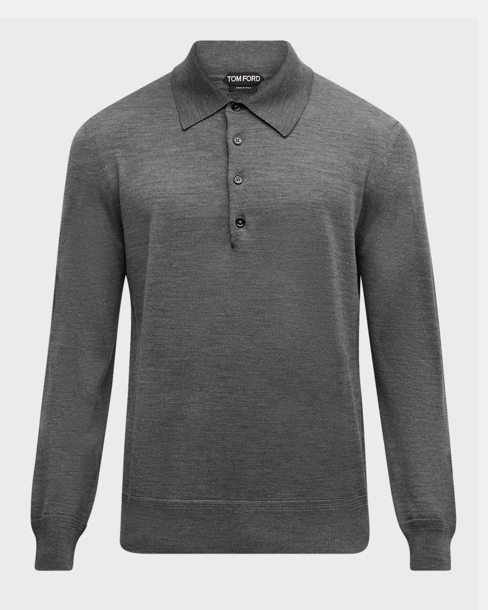TOM FORD Men's Fine-Gauge Wool Polo Sweater | Neiman Marcus