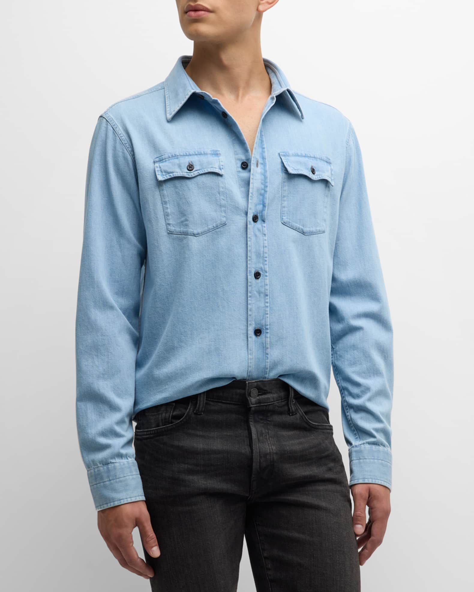 TOM FORD Men's Denim Western Shirt | Neiman Marcus