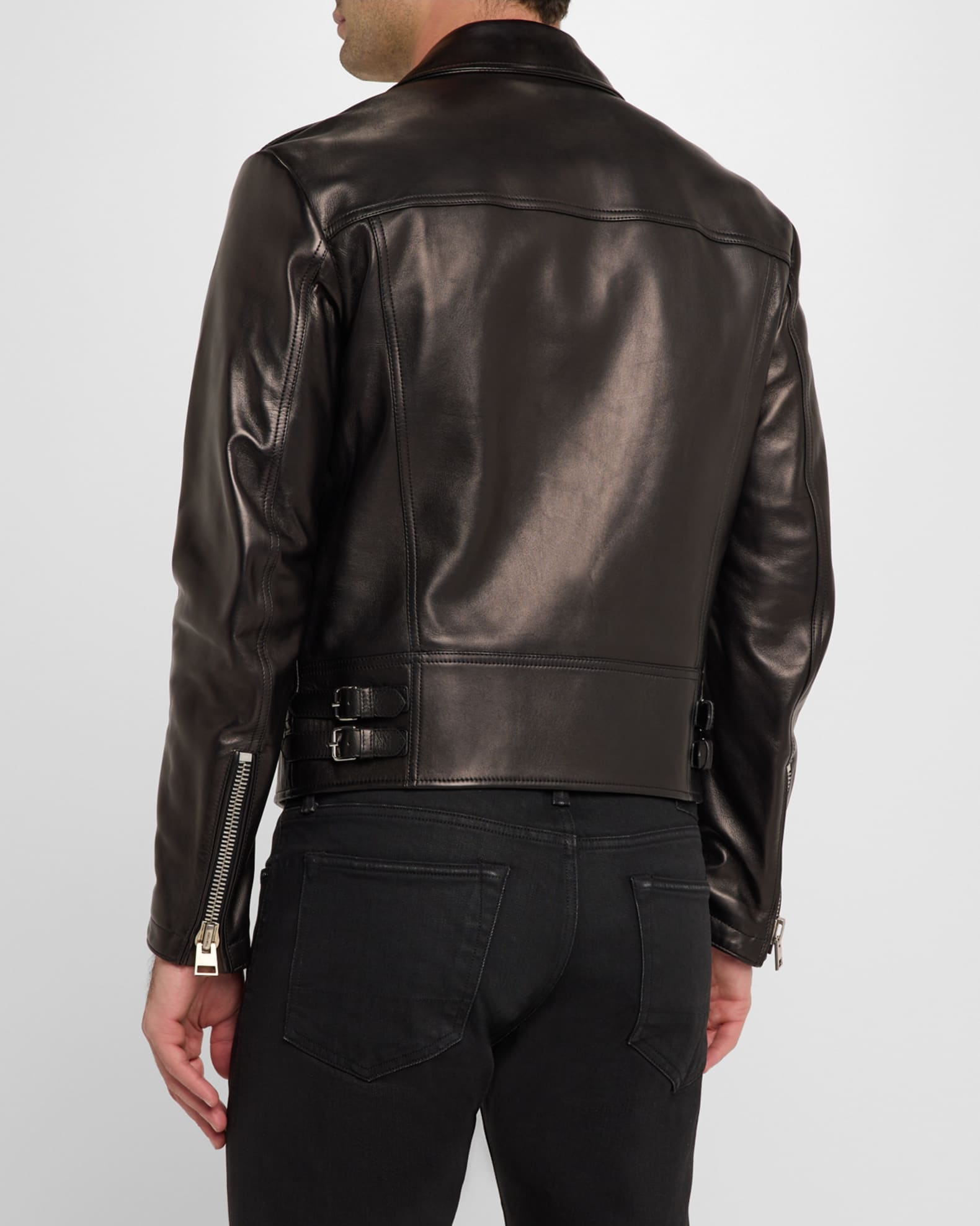 Men s Napa Leather Asymmetric Biker Jacket