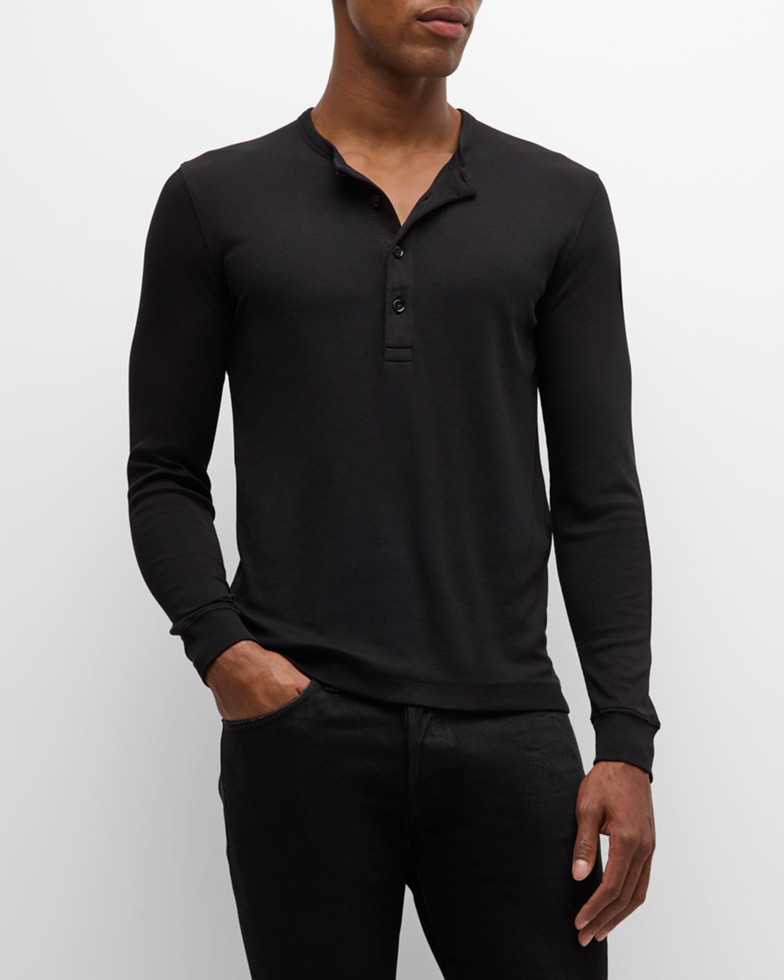 Tシャツ・カットソー TOM FORD 'Henley' T-shirt TOM FORD Cotton and modal-blend jersey Henley T-shirt | THE