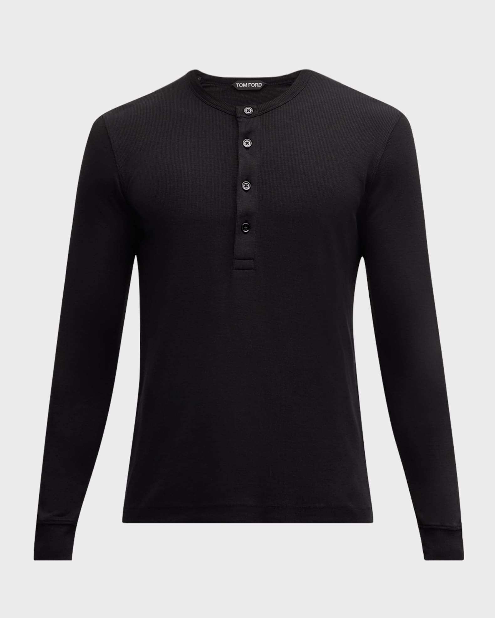 TOM FORD Men s Ribbed Henley Long Sleeve T Shirt Neiman Marcus