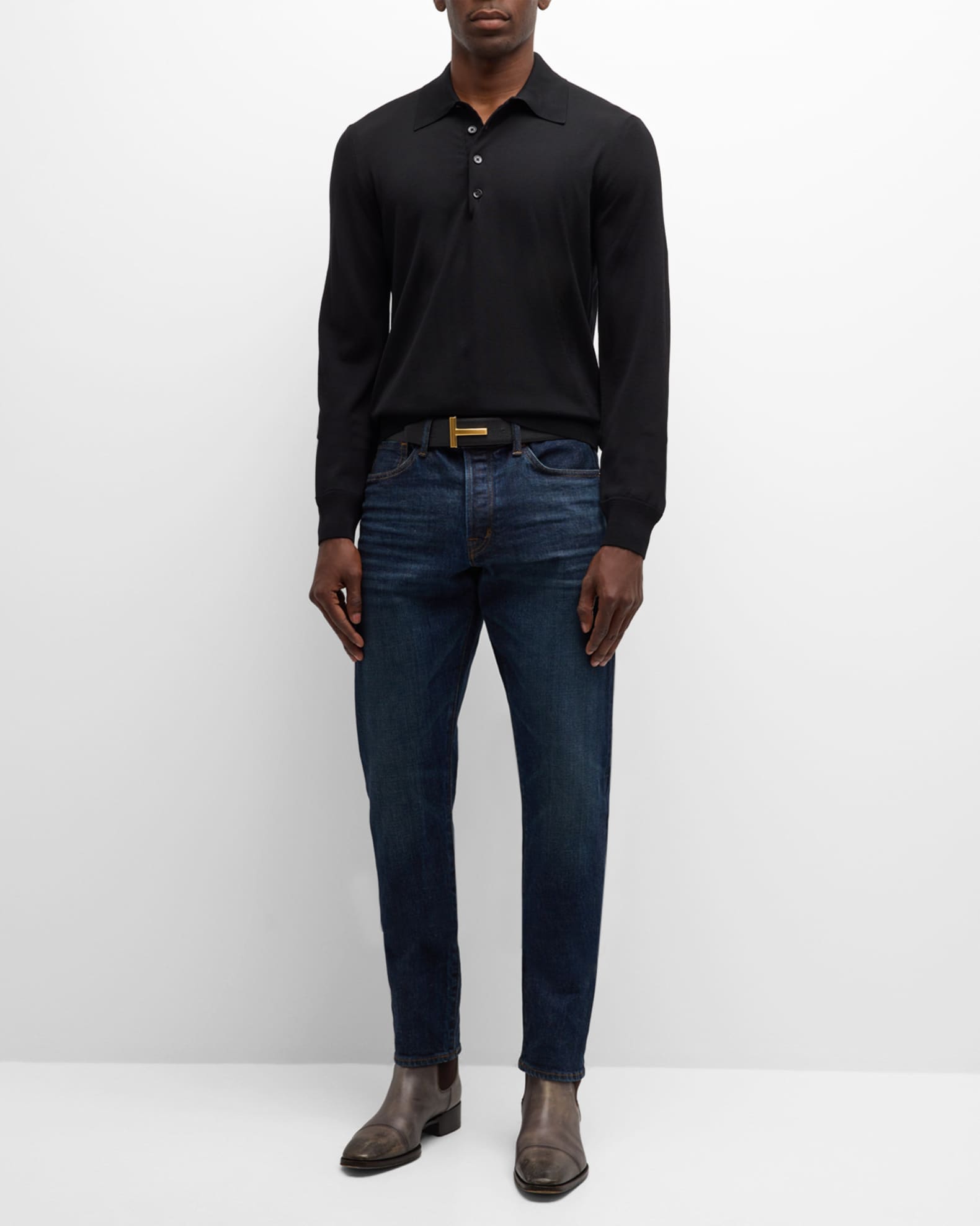 Men's Rinsed Selvedge Slim-Fit Jeans 1