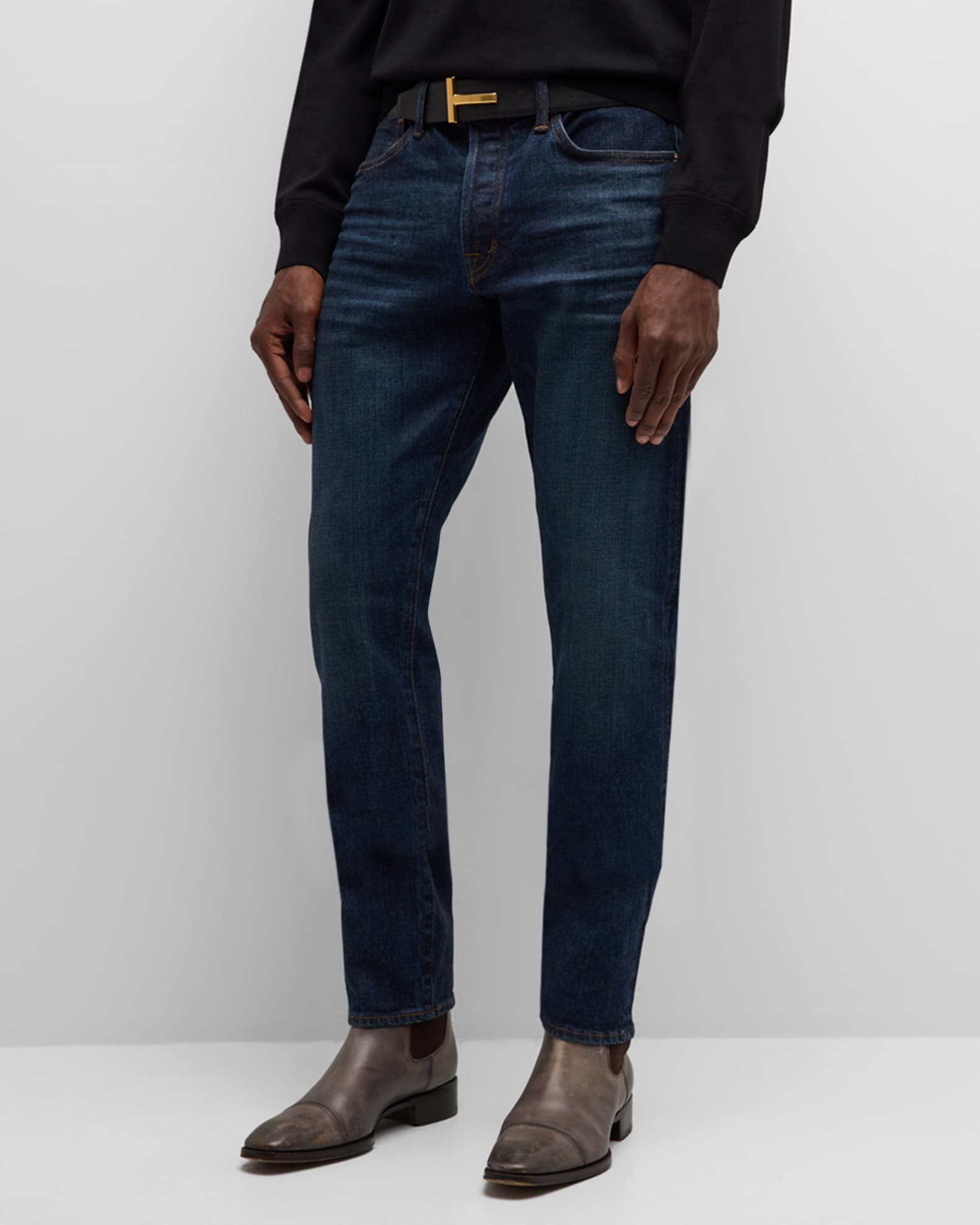 TOM FORD Men's Rinsed Selvedge Slim-Fit Jeans | Neiman Marcus