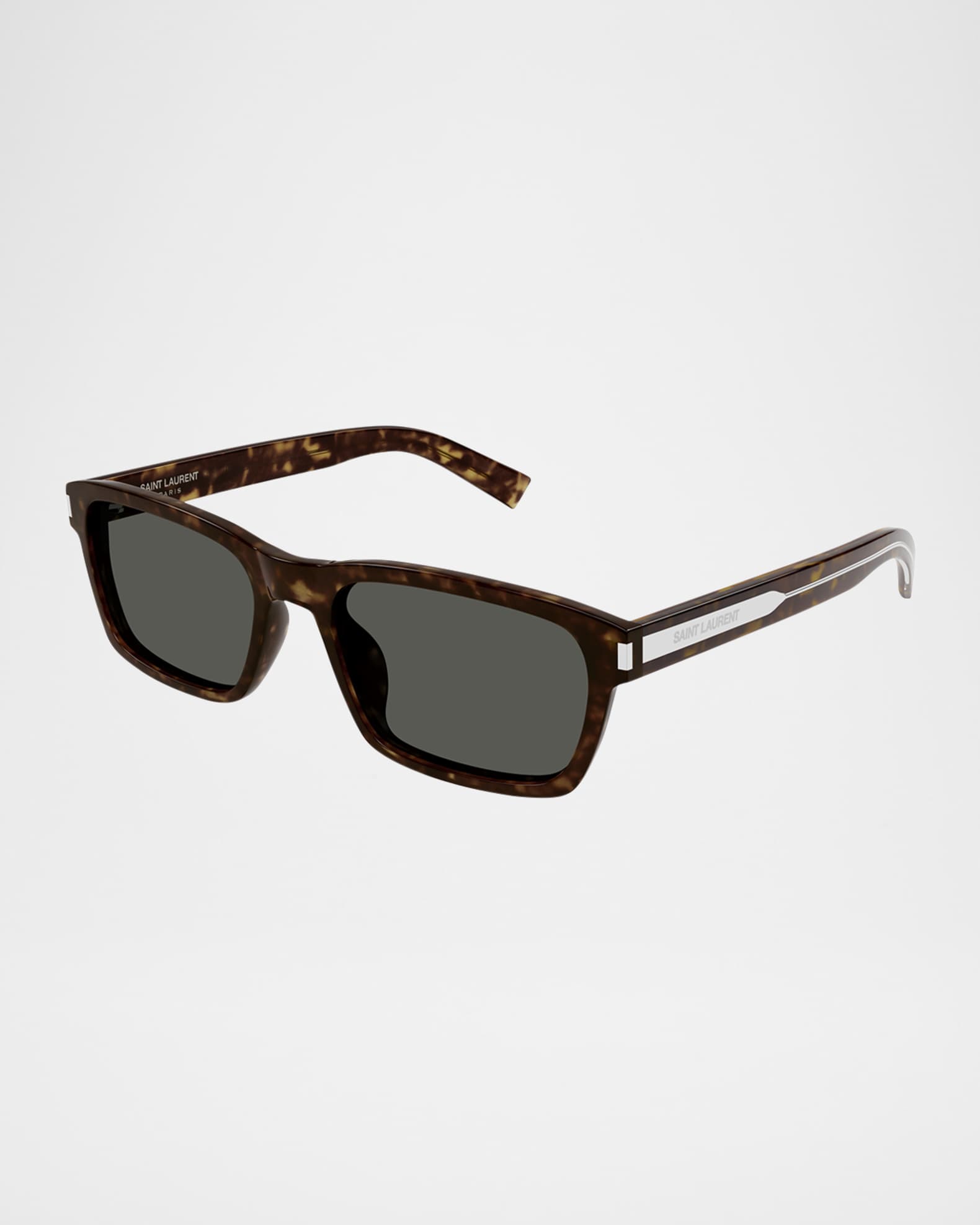 Saint Laurent Men's Rectangle Acetate Sunglasses with Logo Detail