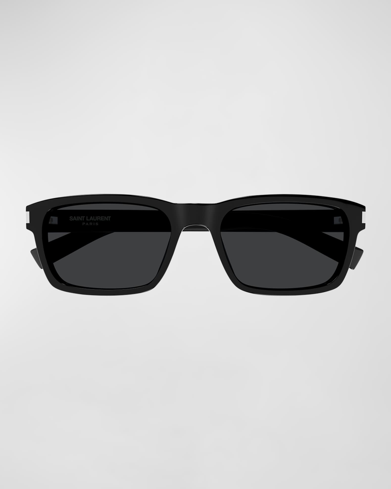Men's Rectangle Acetate Sunglasses with Logo Detail