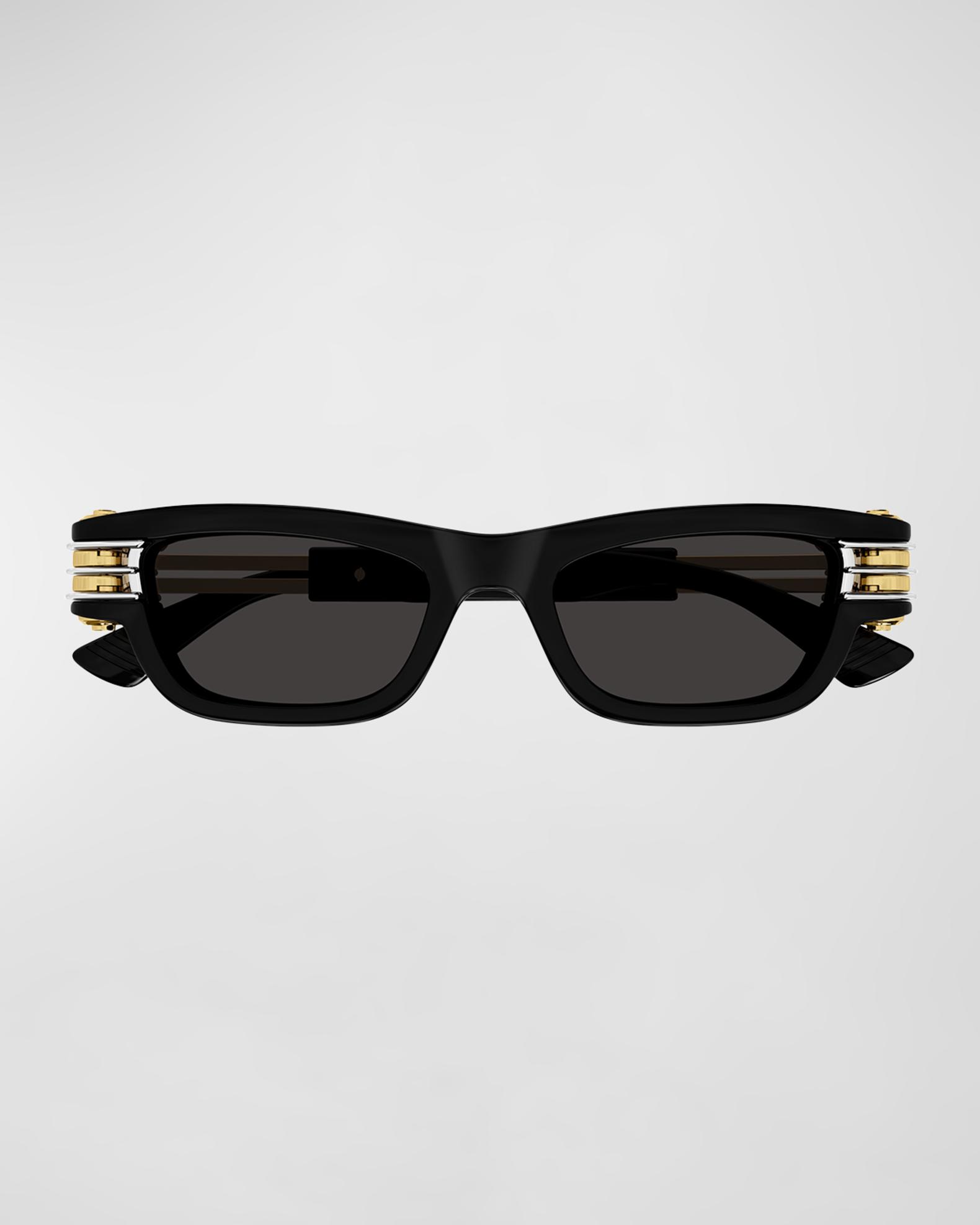 Bottega Veneta Black Sunglasses with Gold Temple Accents BOLT SQUARED Eye Society | New at Eye Society: Bottega Veneta Bolt Square  main image 3