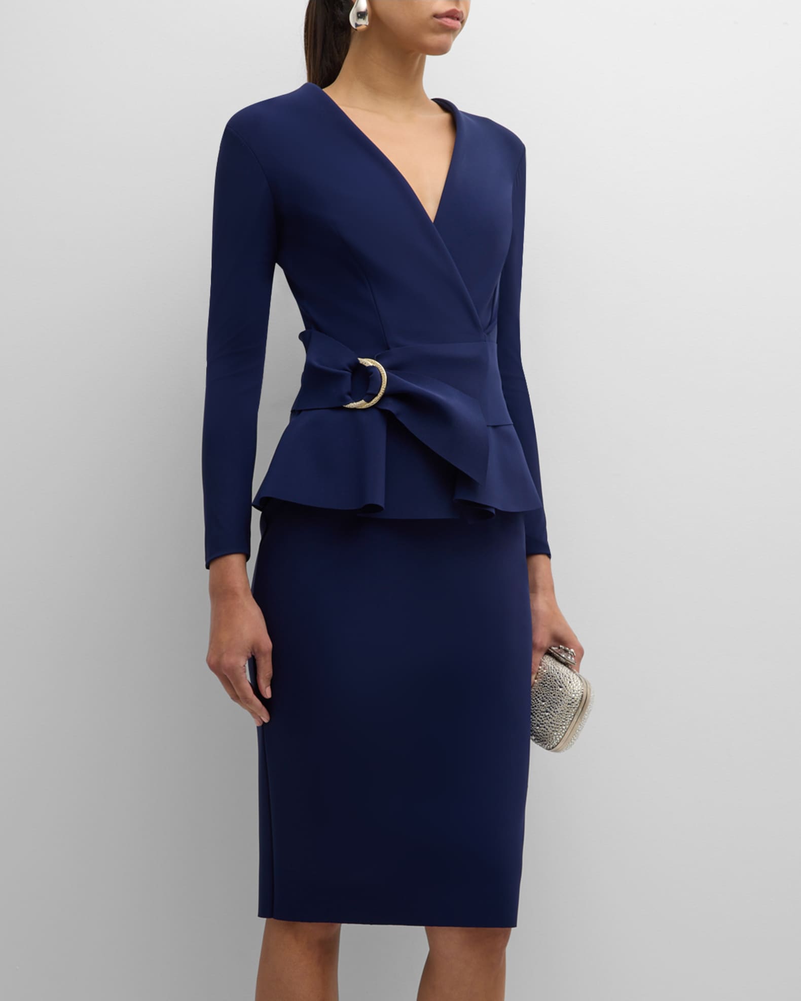 Peplum bodycon midi dress clearance