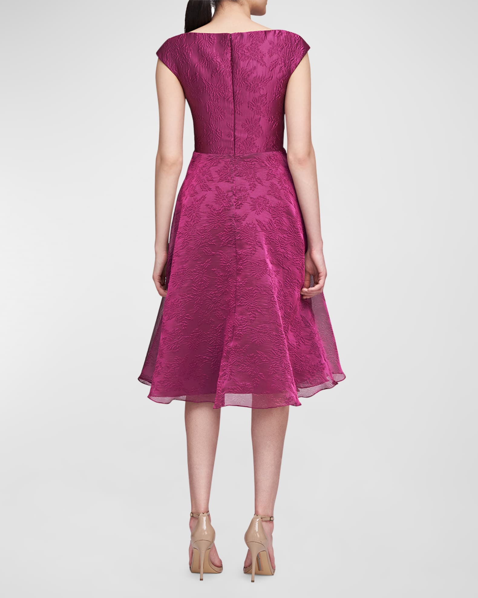 Theia Kit Beaded Jacquard Fit Flare Cocktail Dress Neiman Marcus
