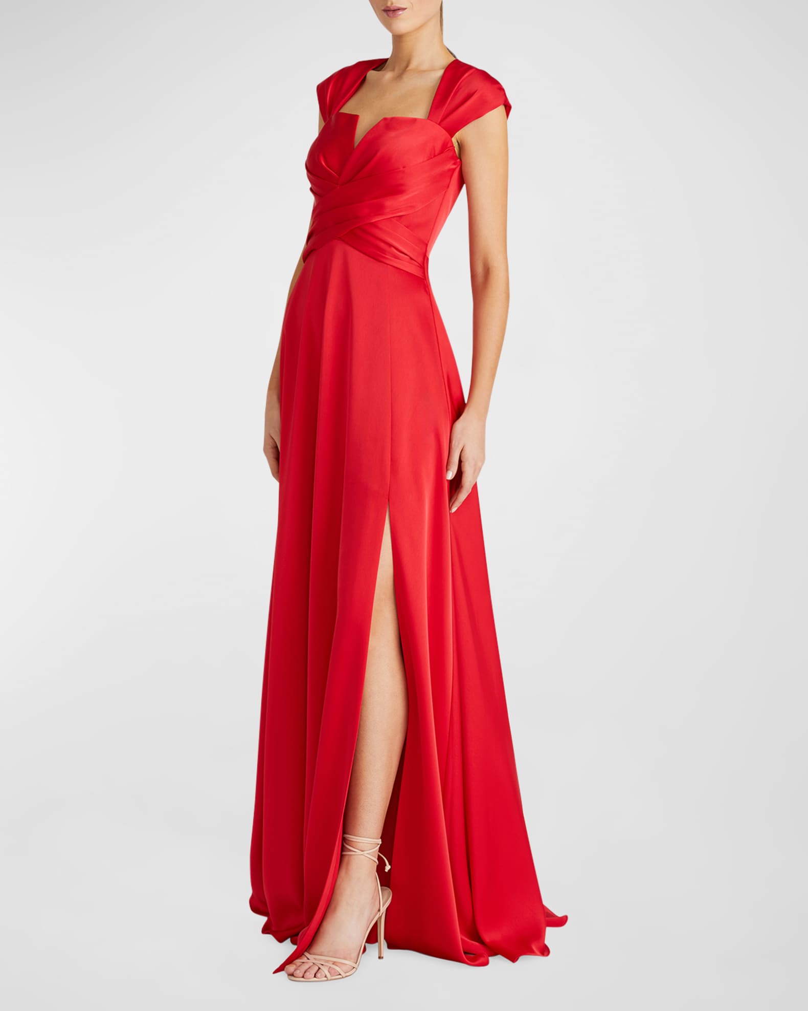 Calista Pleated Cap Sleeve Gown