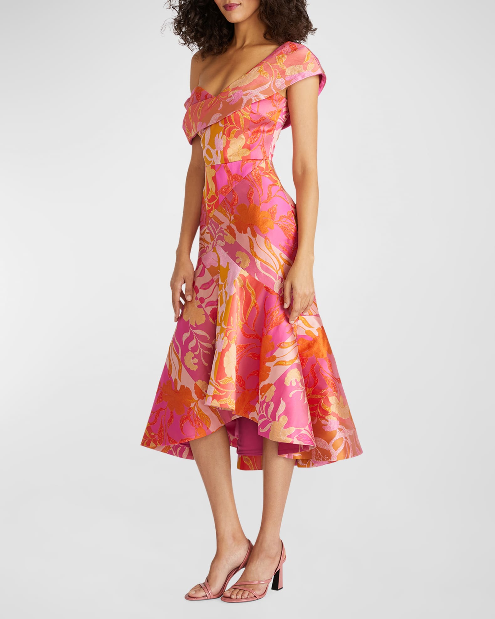 Drew Floral Patchwork High Low Cocktail Dress