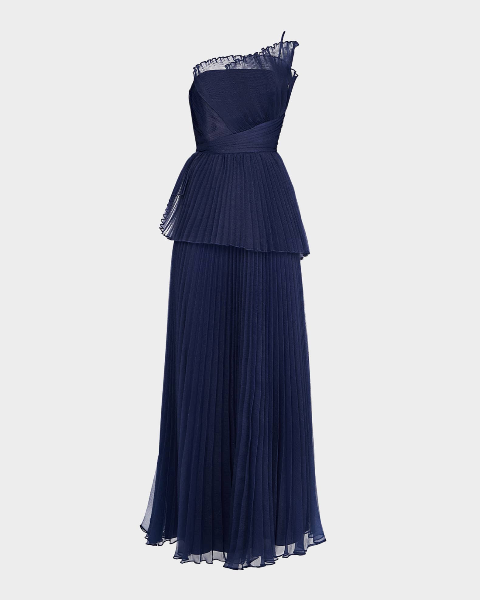 Delphine Pleated Organza A-Line Gown  0