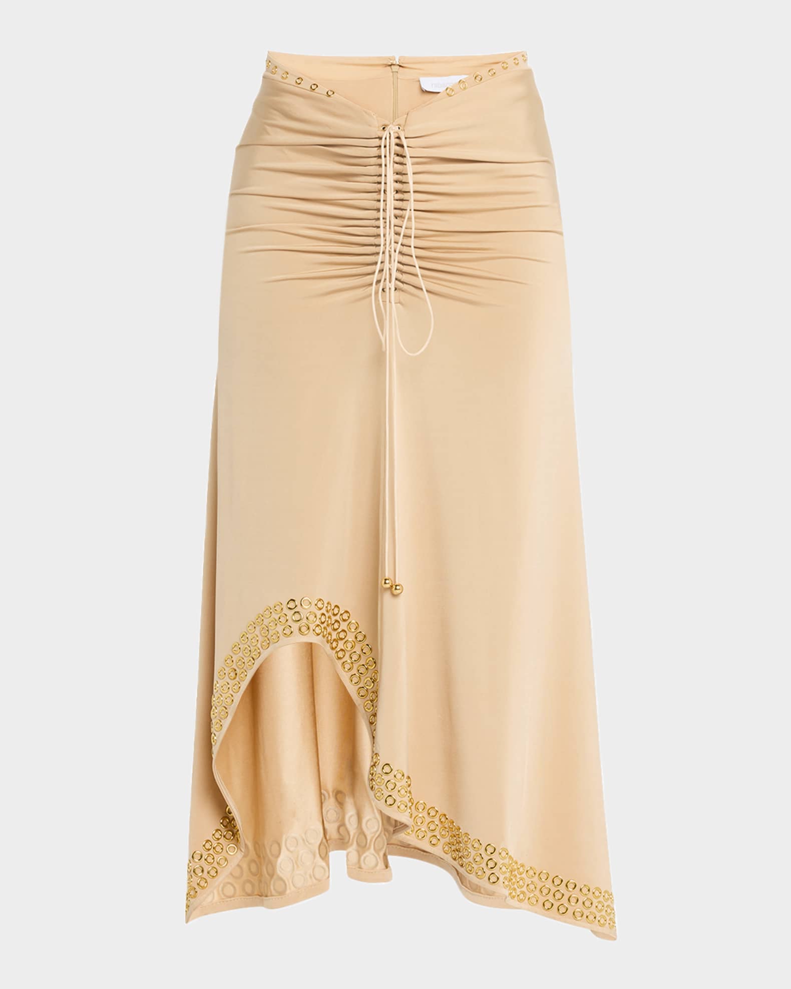 Embellished Ruched Midi Skirt