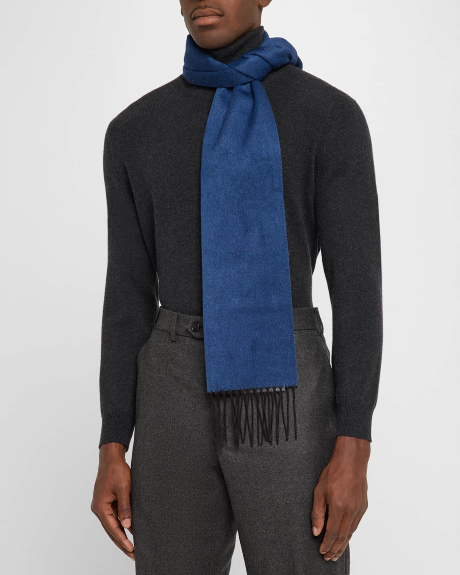 PIACENZA 1733 Men's Mirror Silk and Cashmere Double-Faced Scarf