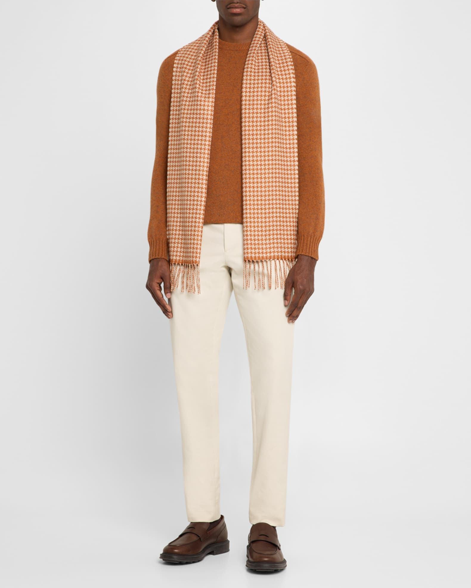 Men's Twist Silk and Cashmere Houndstooth Scarf - Thumbnail 2
