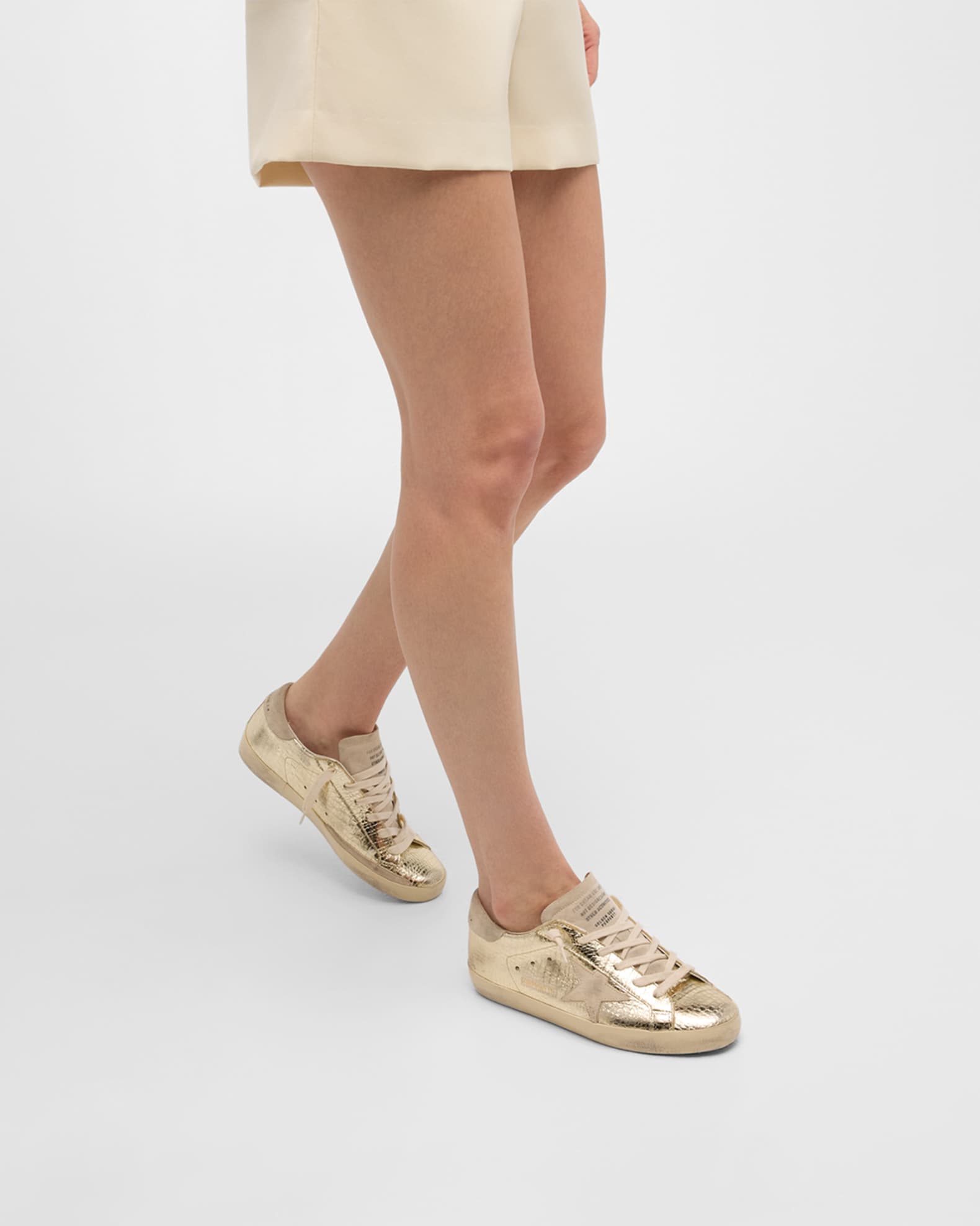 Super Star Croc-Printed Metallic Leather Sneakers  1