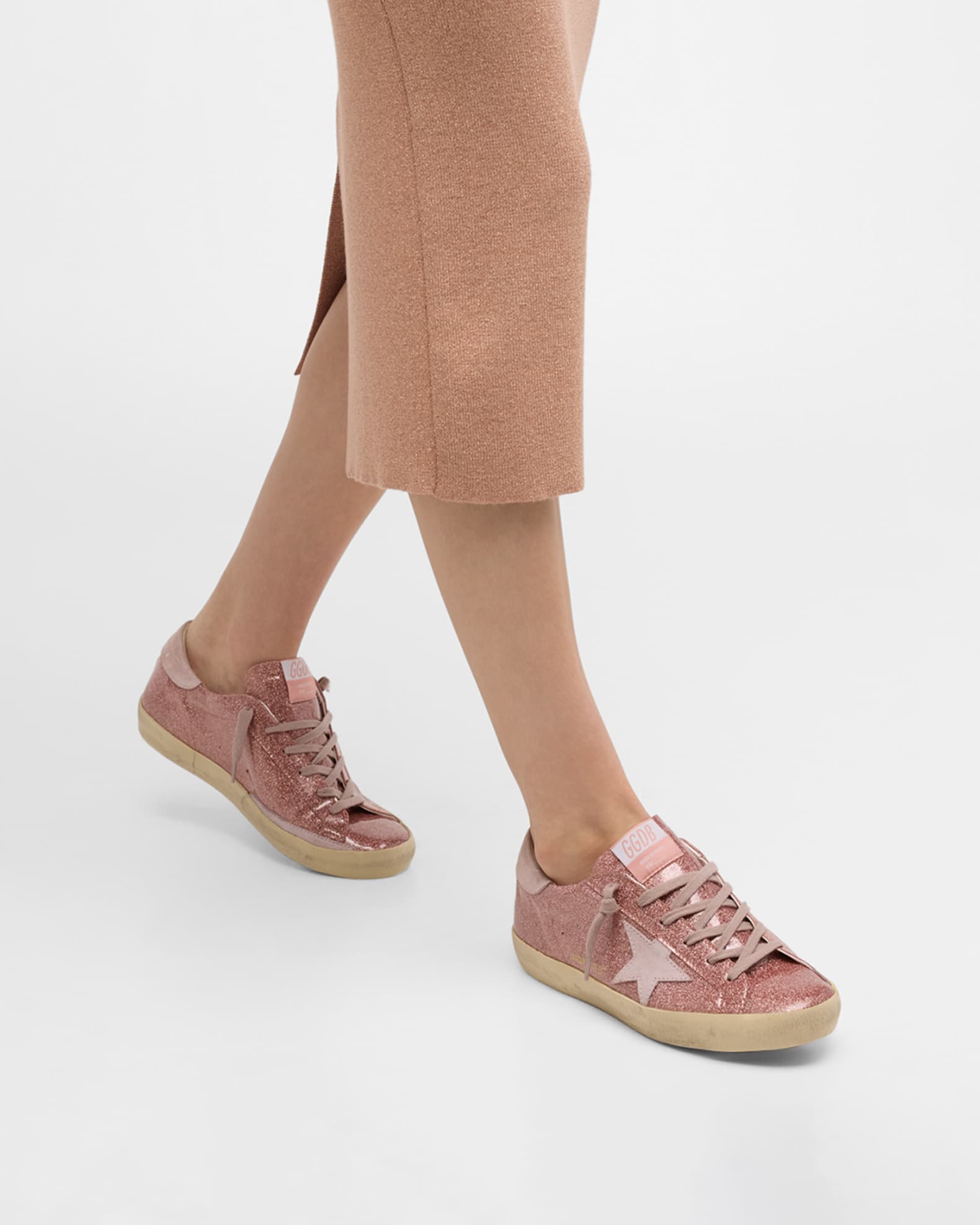 ★Golden Goose★ Super Star Glitter Star Pinktab Sneakers Mi Golden Goose - White, Pink And Glitter Super Star Sneaker