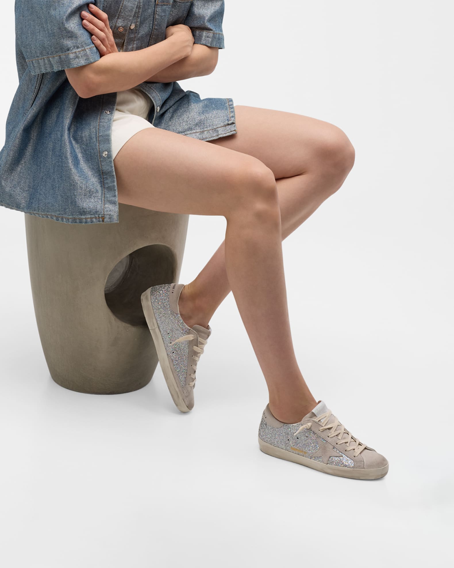 Super Star Glitter Leather Low-Top Sneakers 1