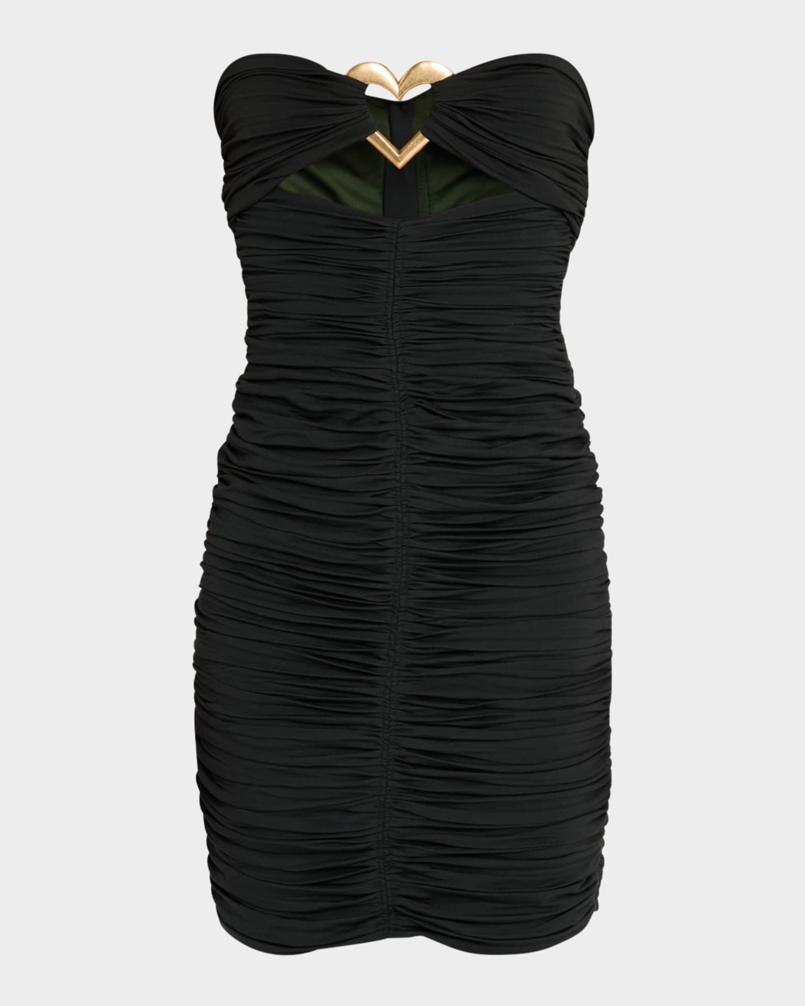 Ruched Strapless Mini Dress with Heart Detail 0
