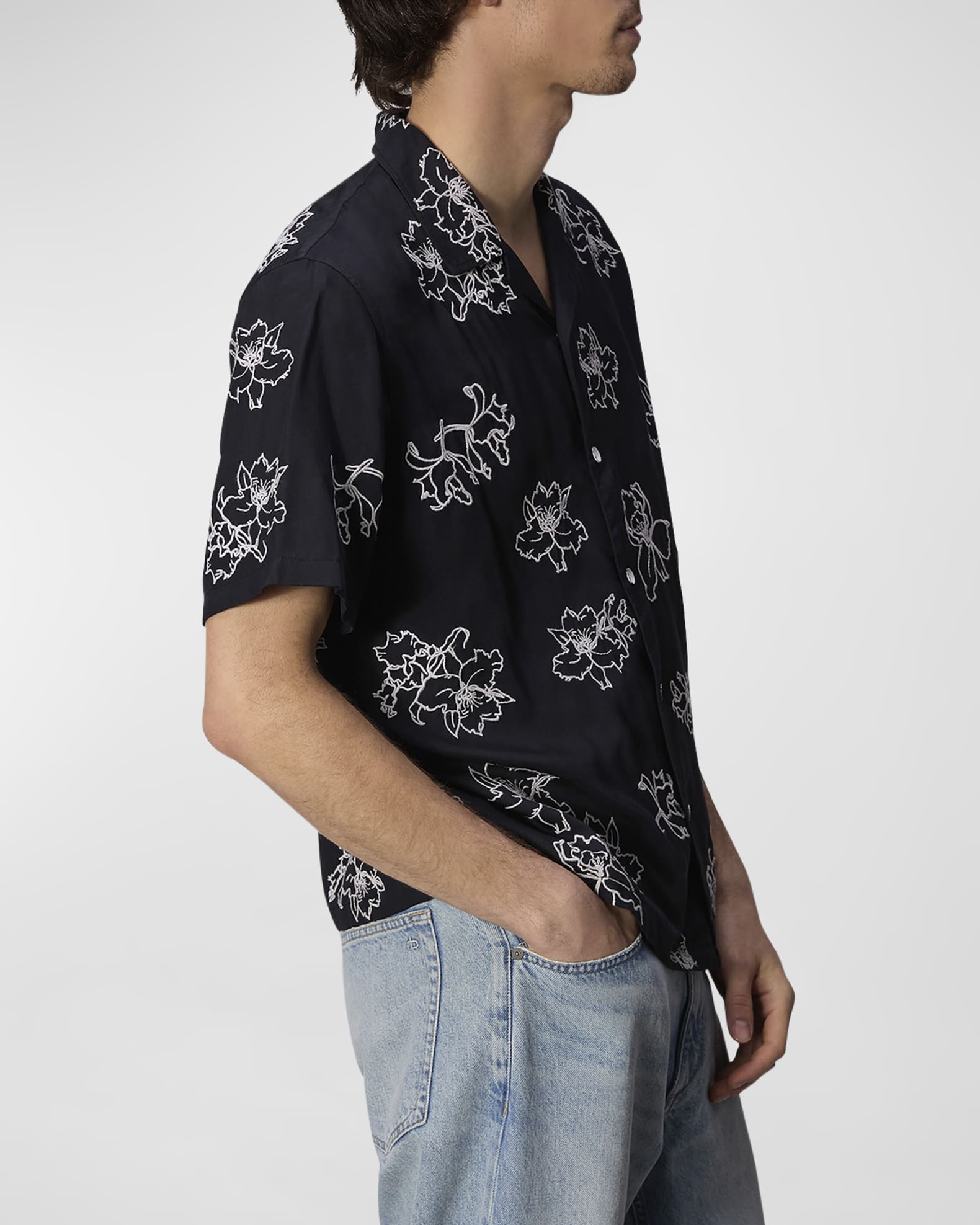 Men's Avery Embroidered Camp Shirt Neiman Marcus