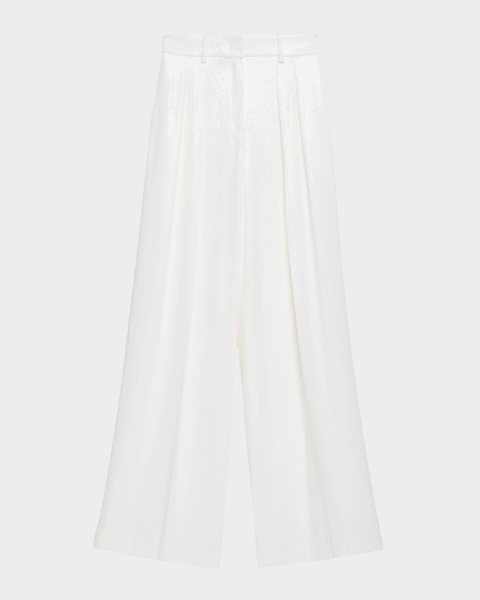 Pleated Sequin Wide-Leg Slouch Trousers 0