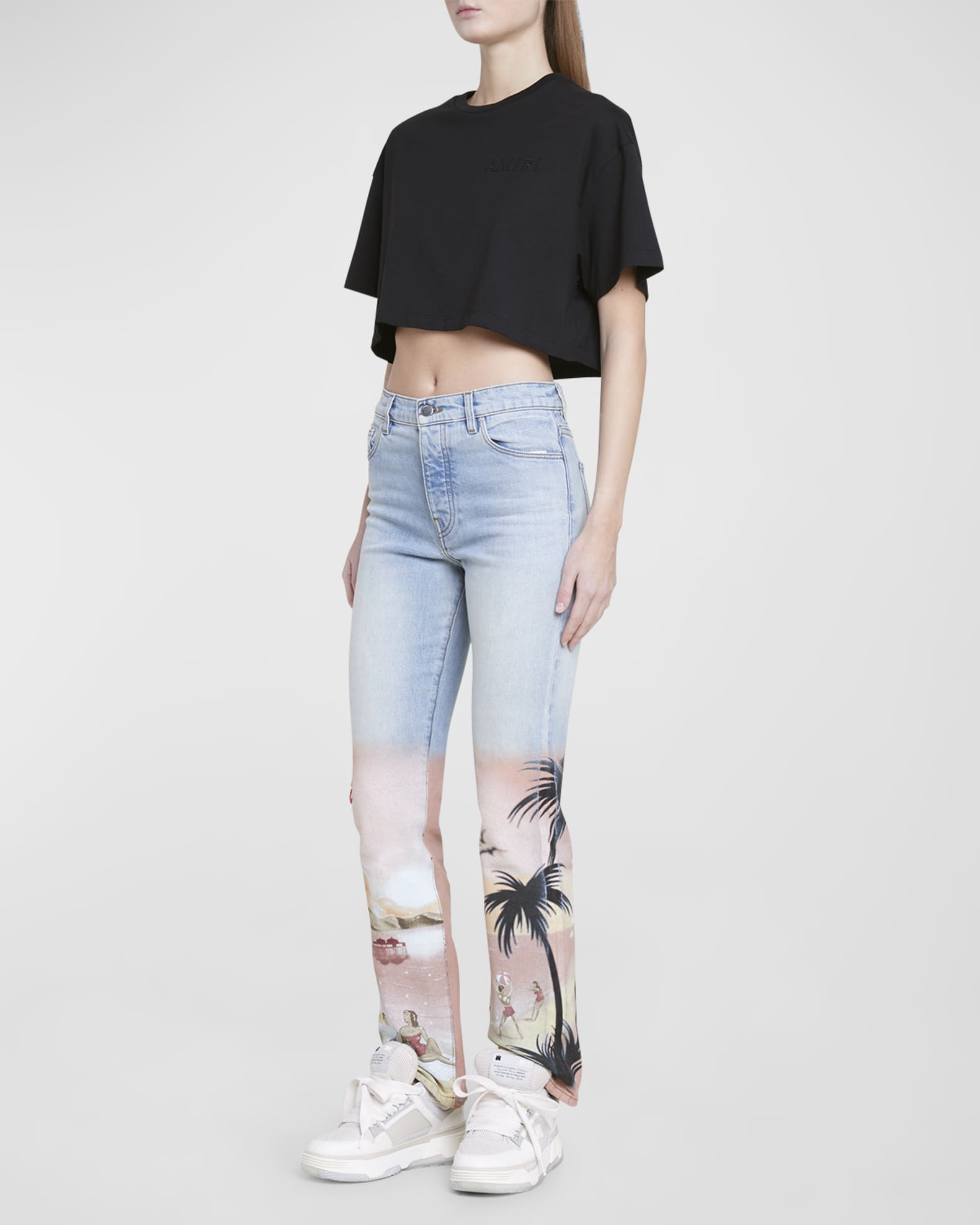 Logo Embroidered Short-Sleeve Crop T-Shirt 1