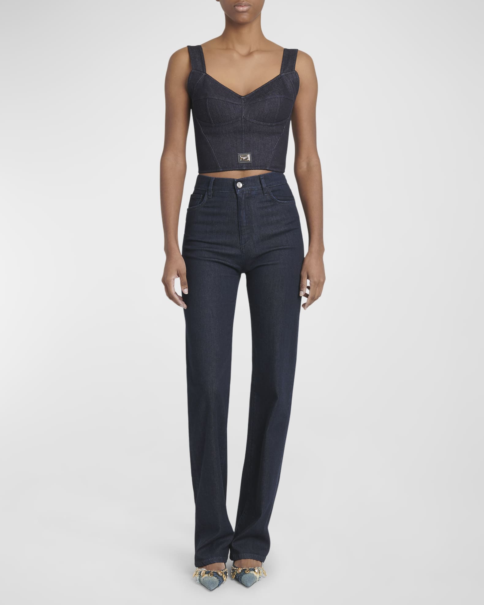 Sleeveless Denim Crop Corset Top 1