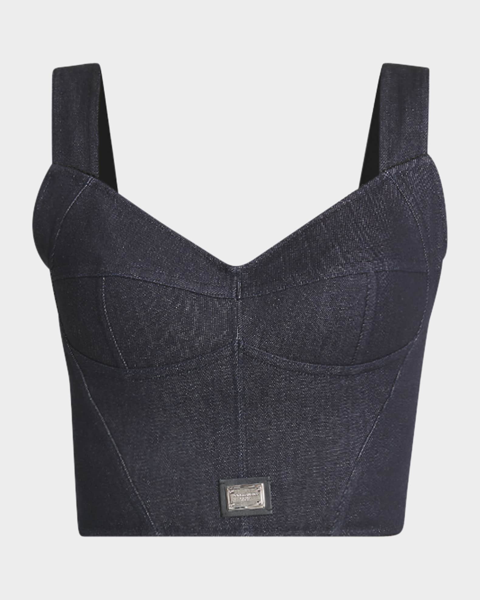 Sleeveless Denim Crop Corset Top 0