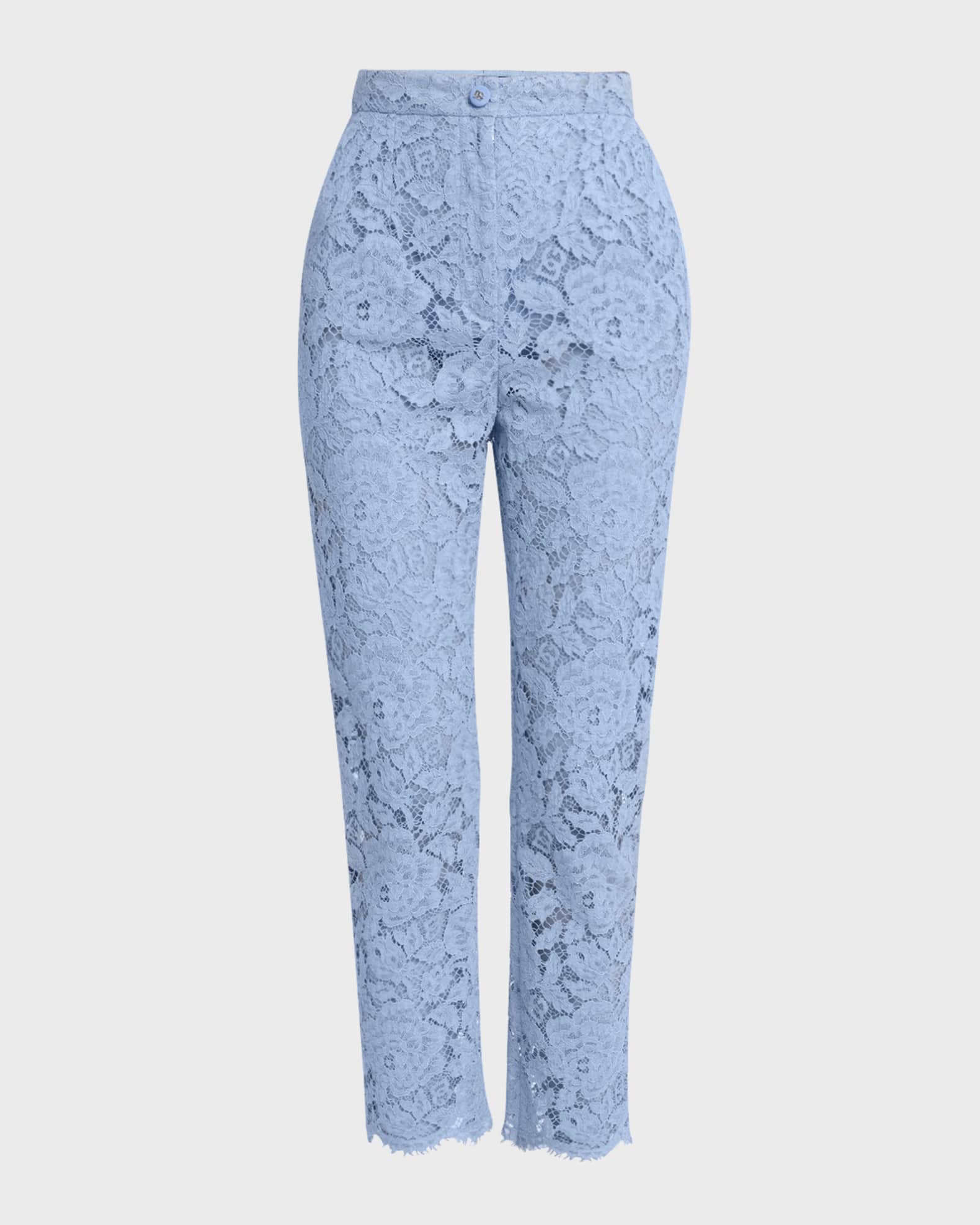 Cordonetto Lace Straight-Leg Ankle Pants 0
