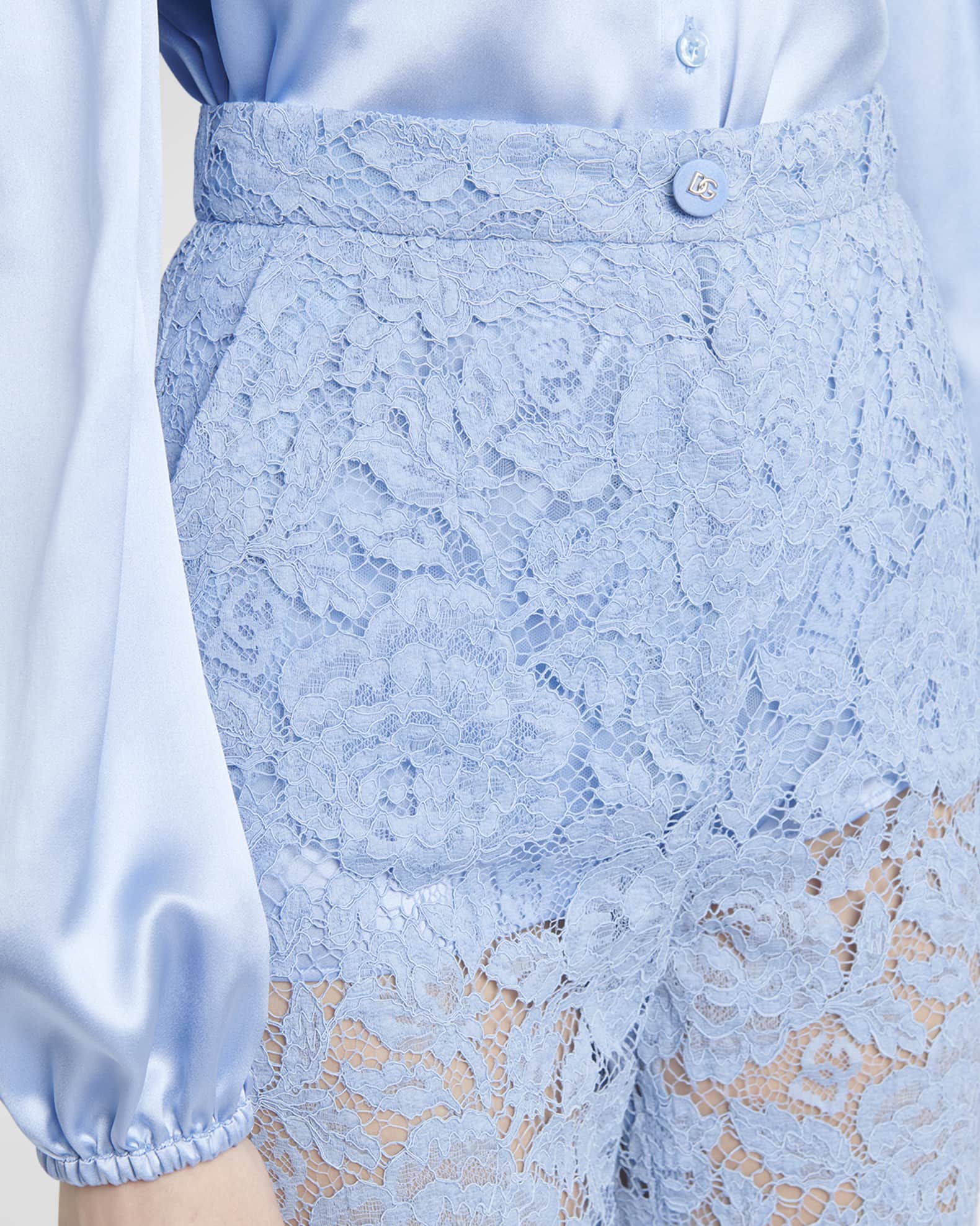 Dolce&Gabbana Cordonetto Lace Straight-Leg Ankle Pants