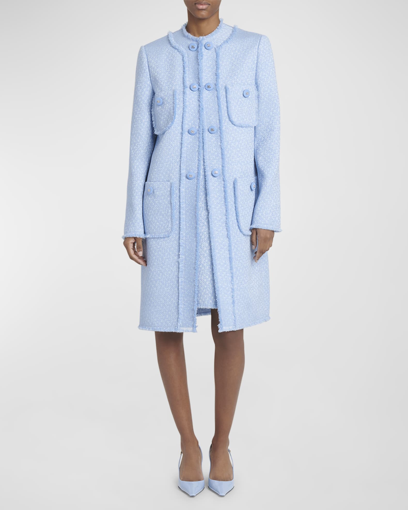 Rachel Front-Pockets Tweed Coat 1