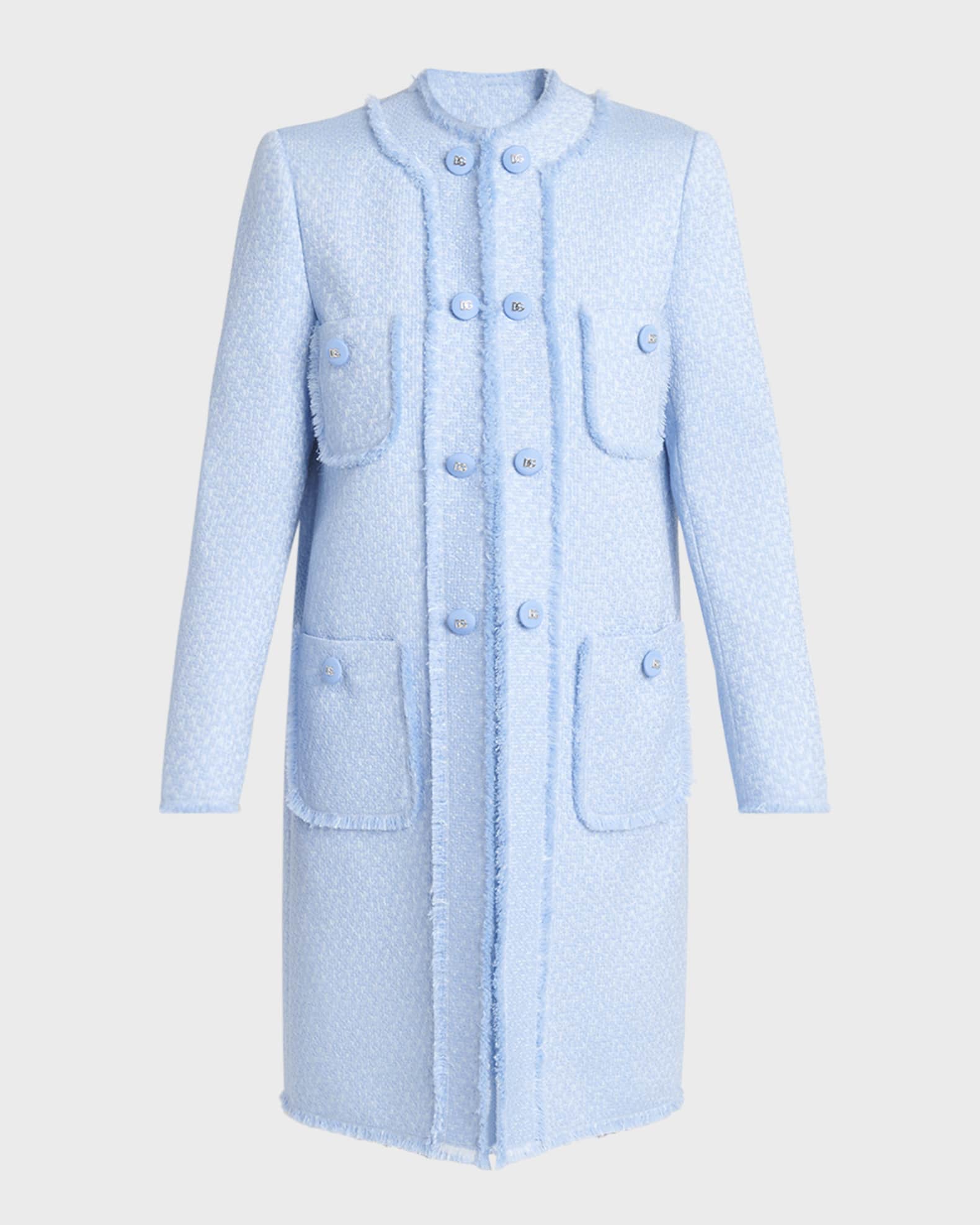 Rachel Front-Pockets Tweed Coat 0