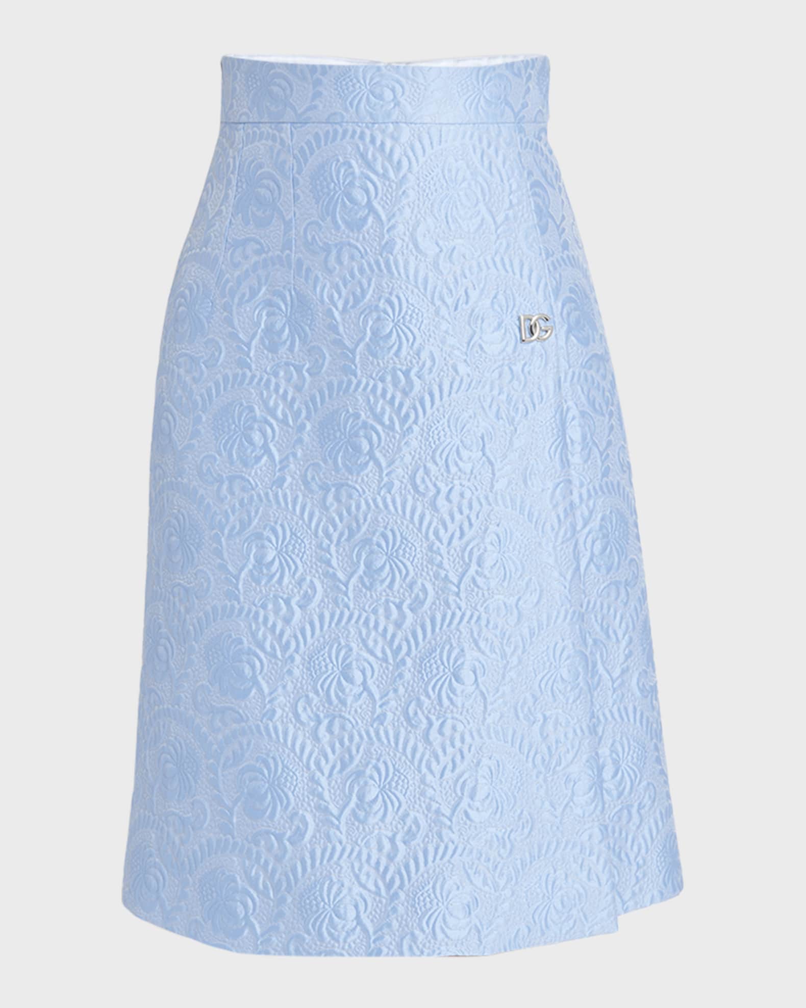 Floral Jacquard Matelasse A-Line Skirt 0