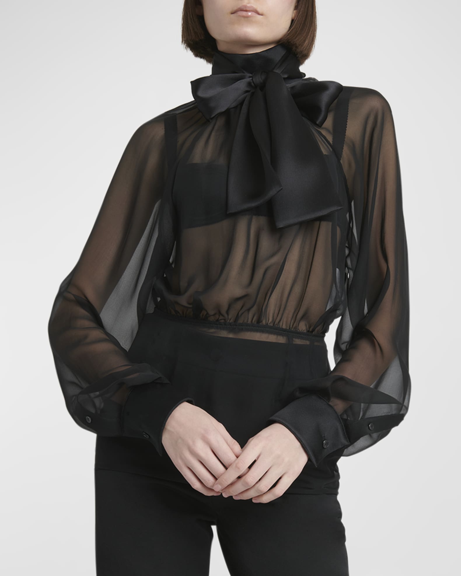 Black star smile bow long sleeve main image 0
