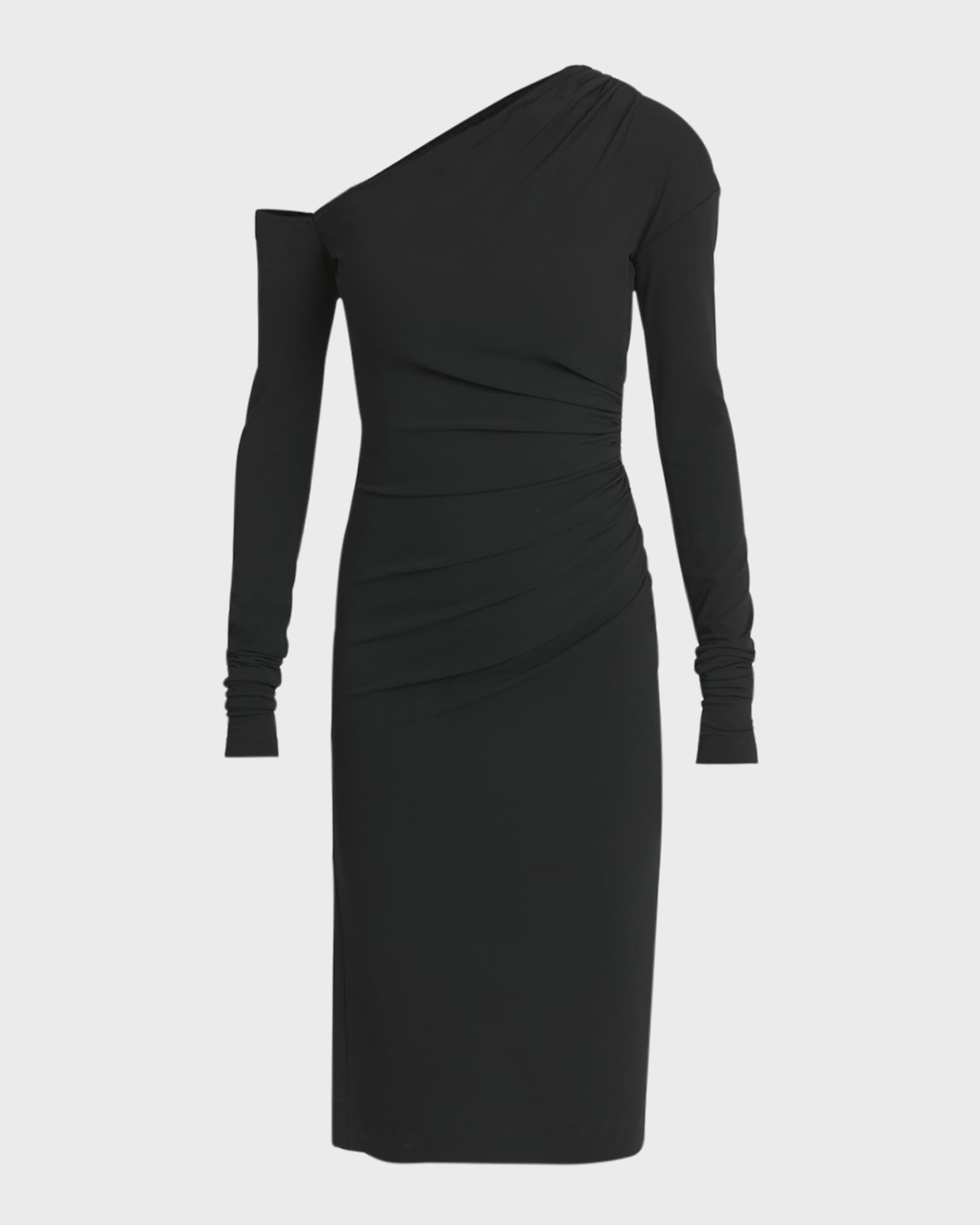 Dolce&Gabbana One-Shoulder Long-Sleeve Gathered Organza Midi Dolce&Gabbana One-Shoulder Long-Sleeve Gathered Organza Midi