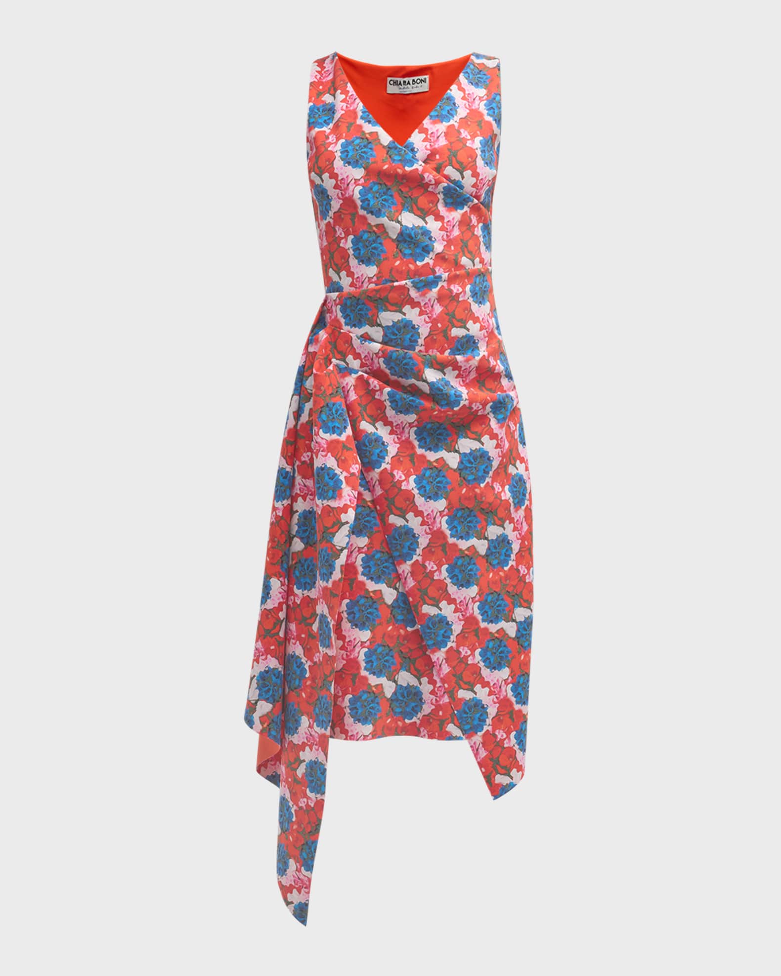 Chiara Boni La Petite Robe Pleated Floral-Print Bodycon Dress