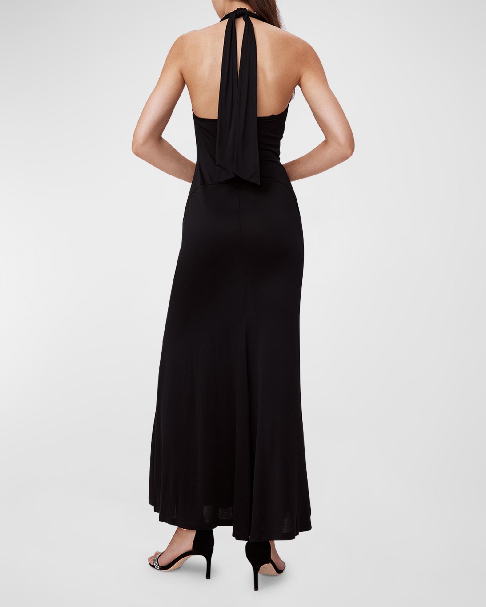 Milumia Women's Open Back Halter Maxi Dress - Deep V Neck Sleeveless Layered Ruffle Summer Dress - View #11