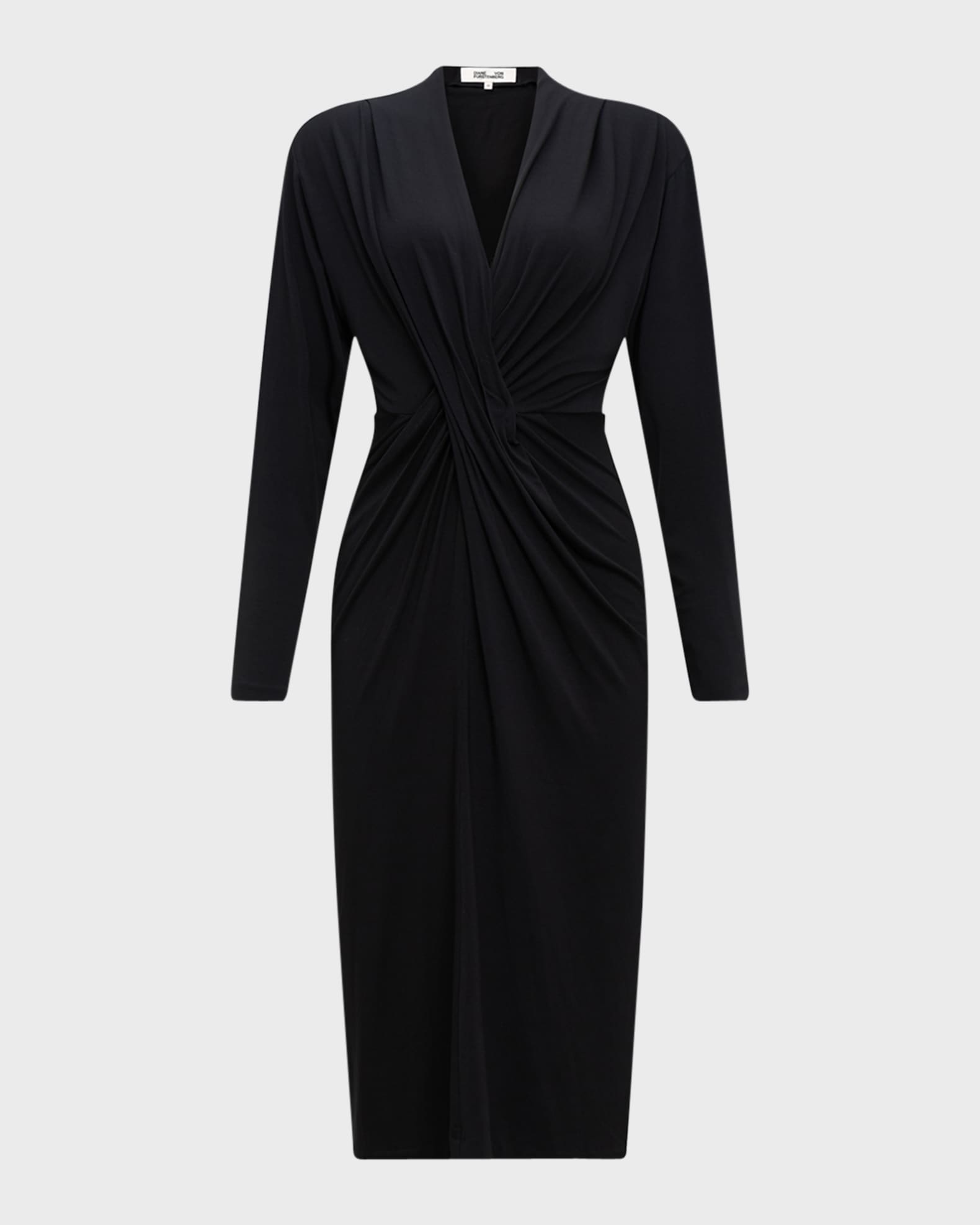 Sylvia Ruched Crossover Jersey Midi Dress