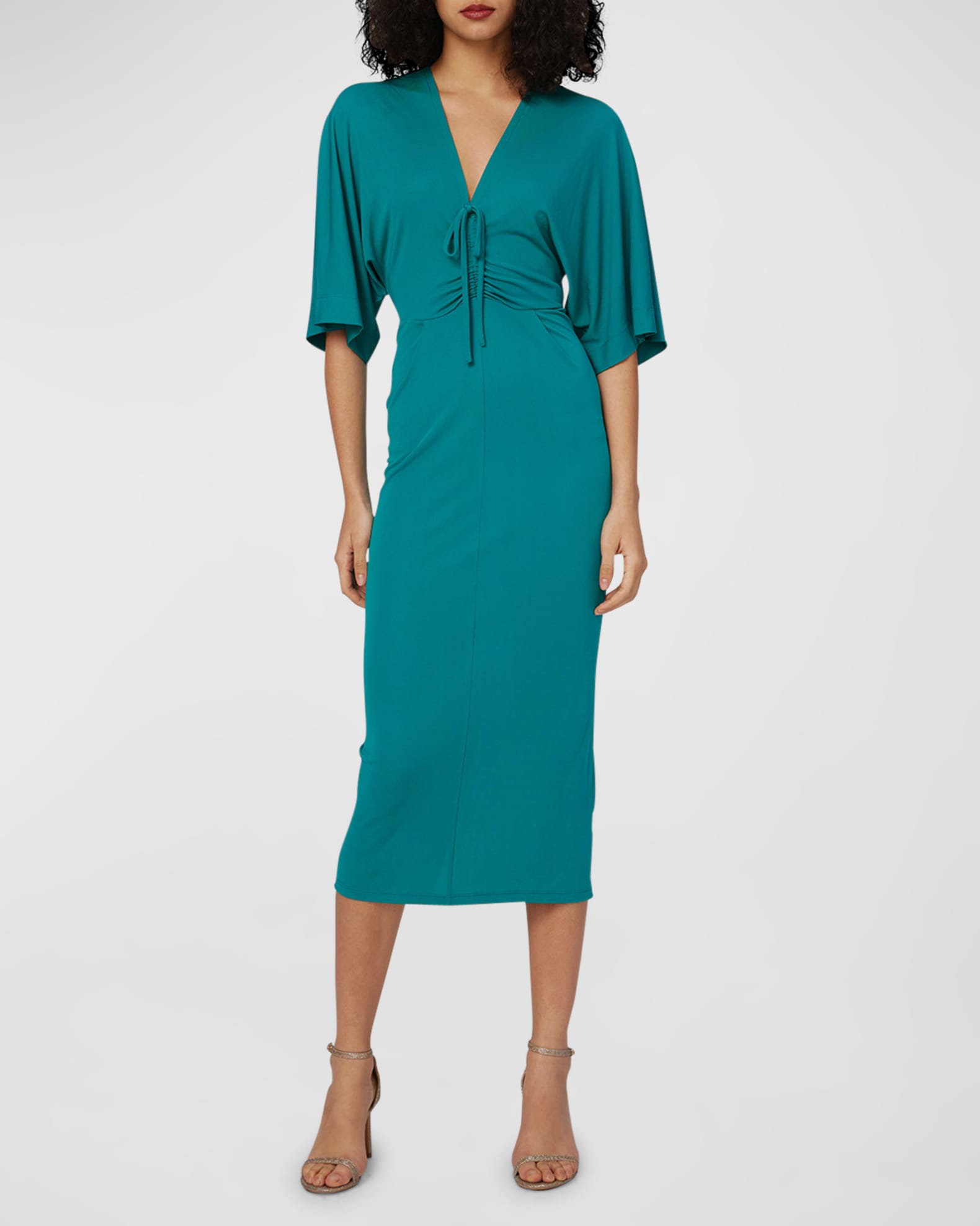Valerie Ruched Bodycon Jersey Midi Dress
