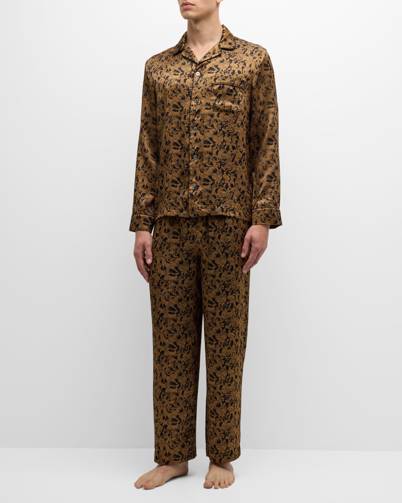 Derek Rose Men s Brindisi Silk Satin Pajama Set Neiman Marcus