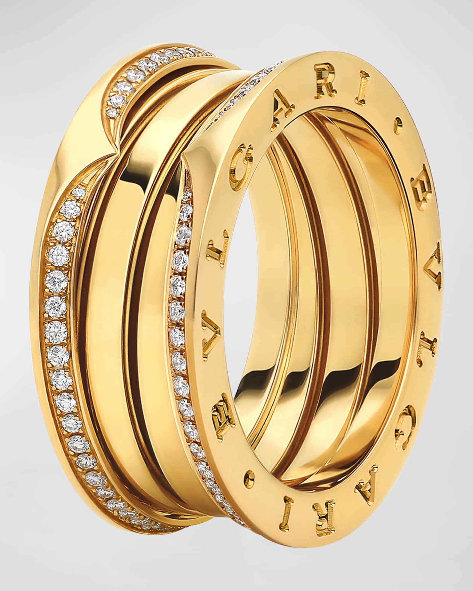 18K Yellow Gold B.Zero1 3 Band Pave Edge Ring 0