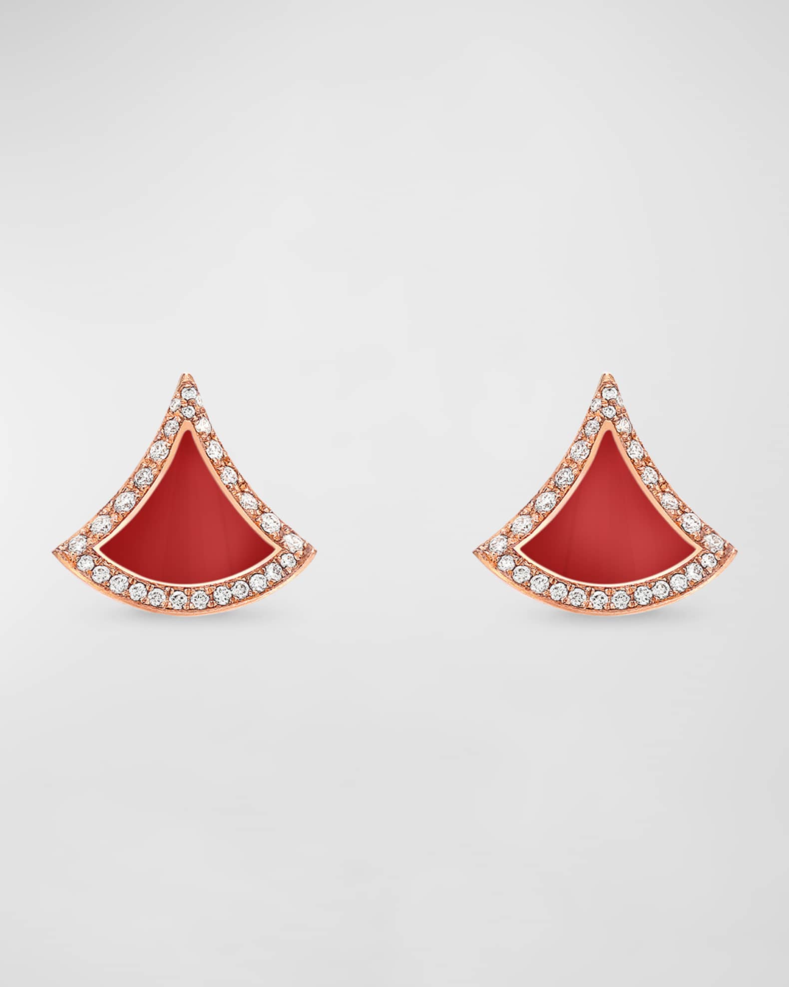 18K Rose Gold Divas' Dream Carnelain Pave Stud Earrings 0