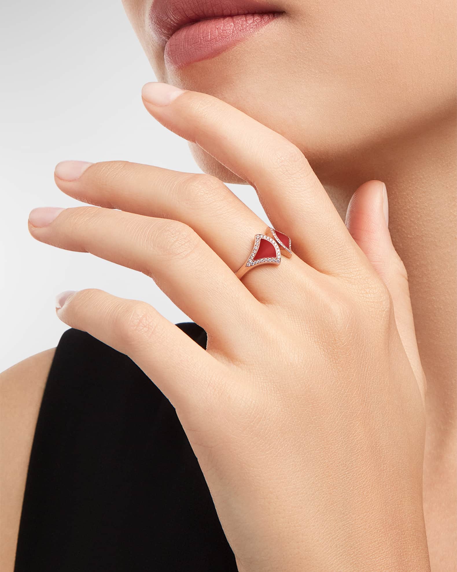 18K Rose Gold Divas' Dream Carnelian and Diamond Pave Ring 1