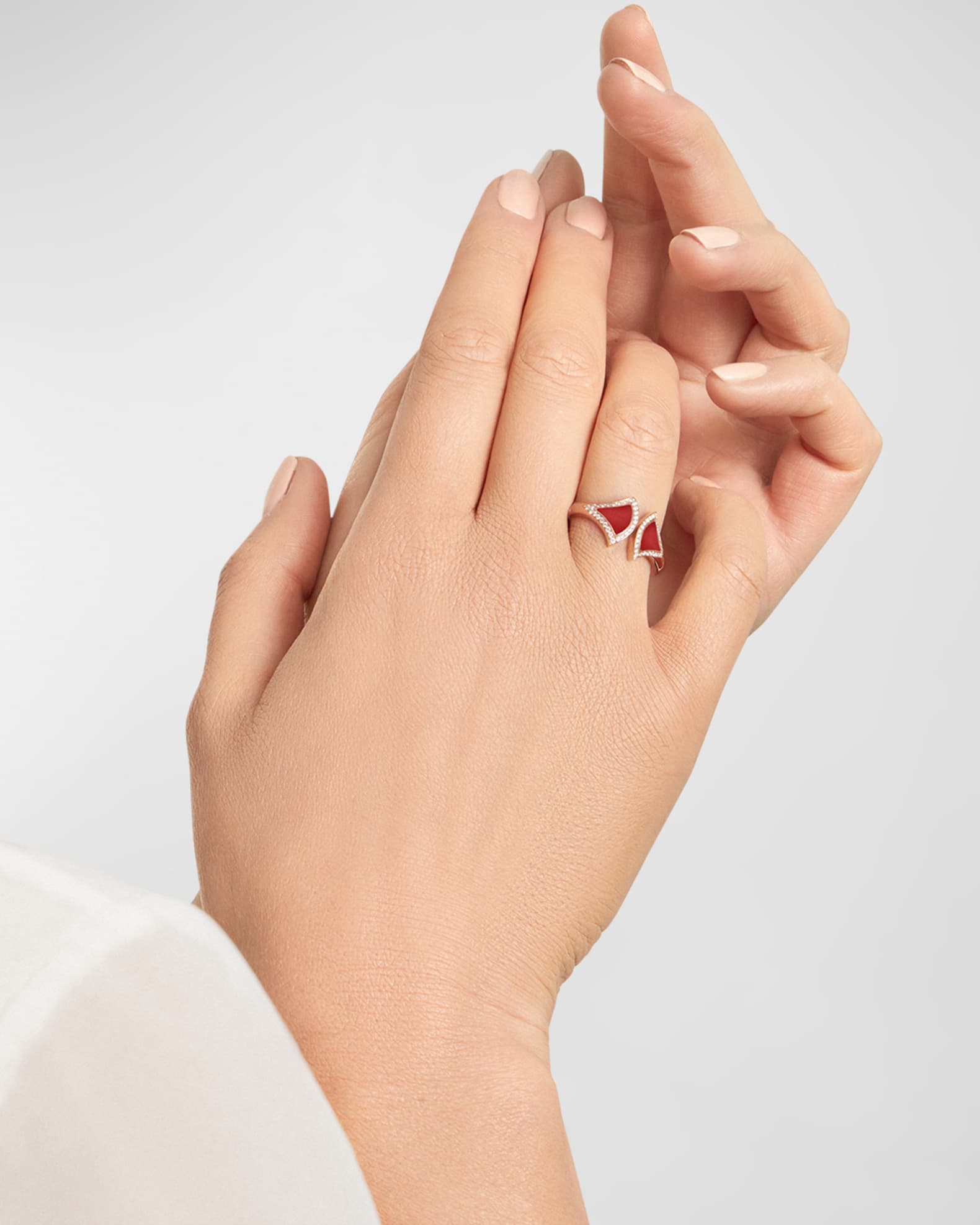 BVLGARI 18K Rose Gold Divas Dream Carnelian and Diamond Pave Ring Neiman Marcus