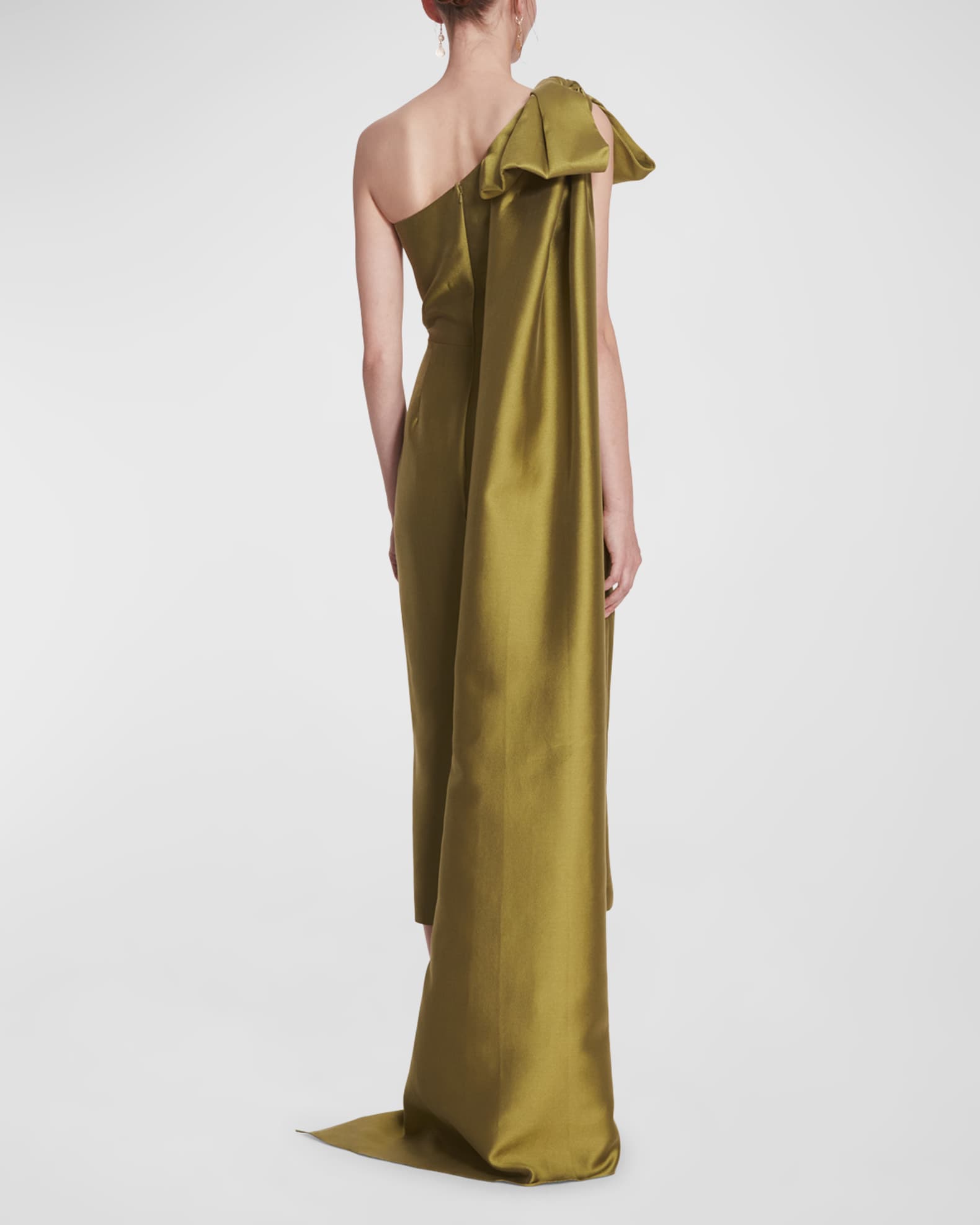 One-Shoulder Draped Column Midi Dress 1