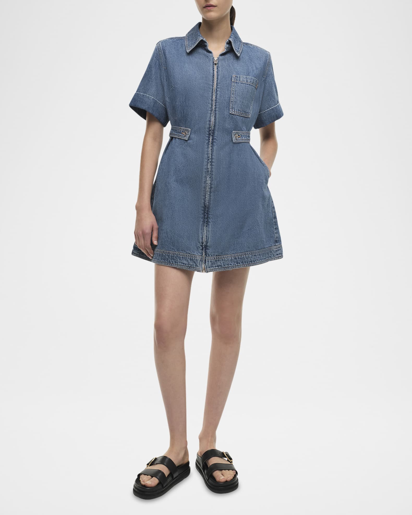 Sandler Zip Front Denim Mini Dress