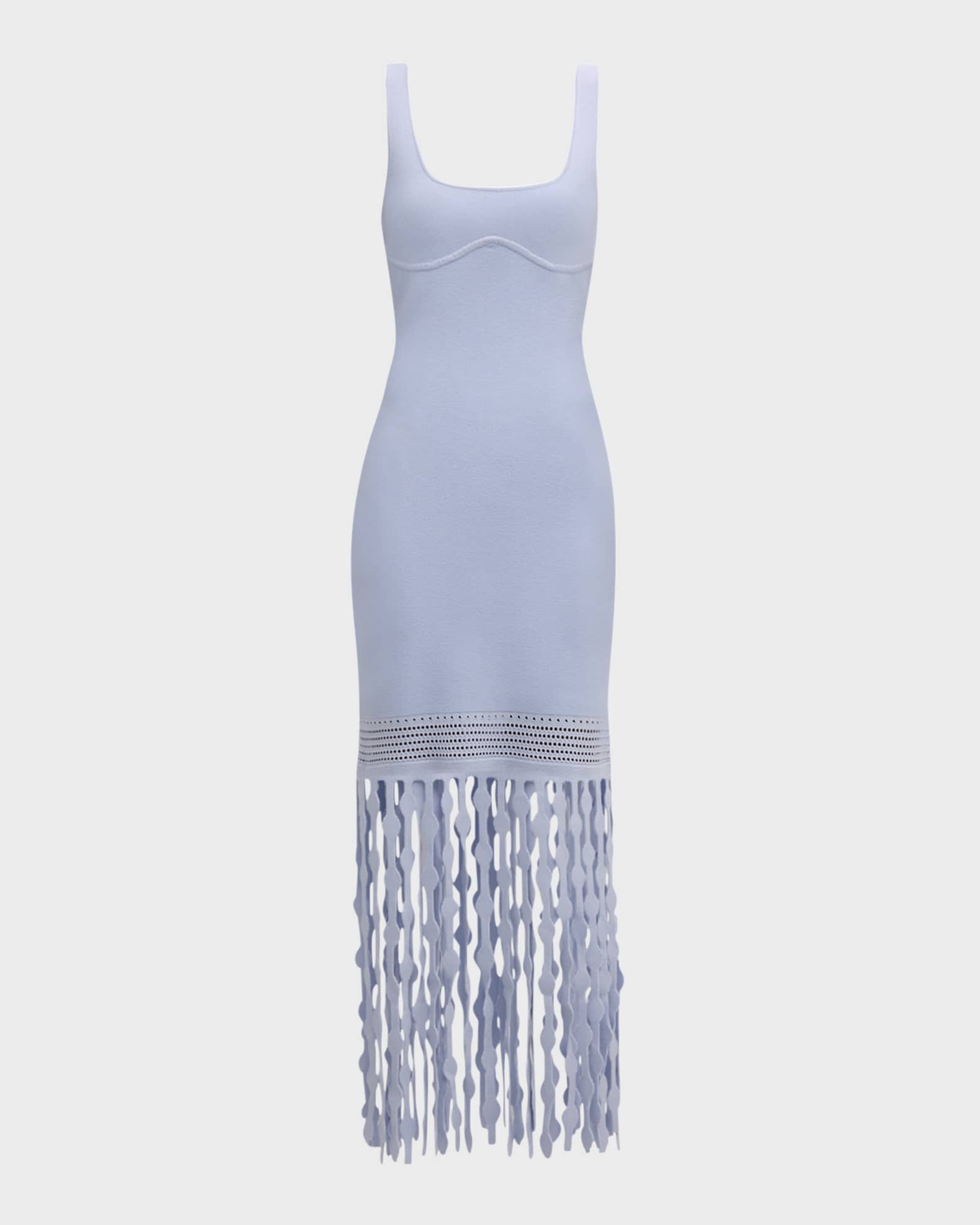 SIMKHAI Signa Lattice Fringe Midi Tank Dress