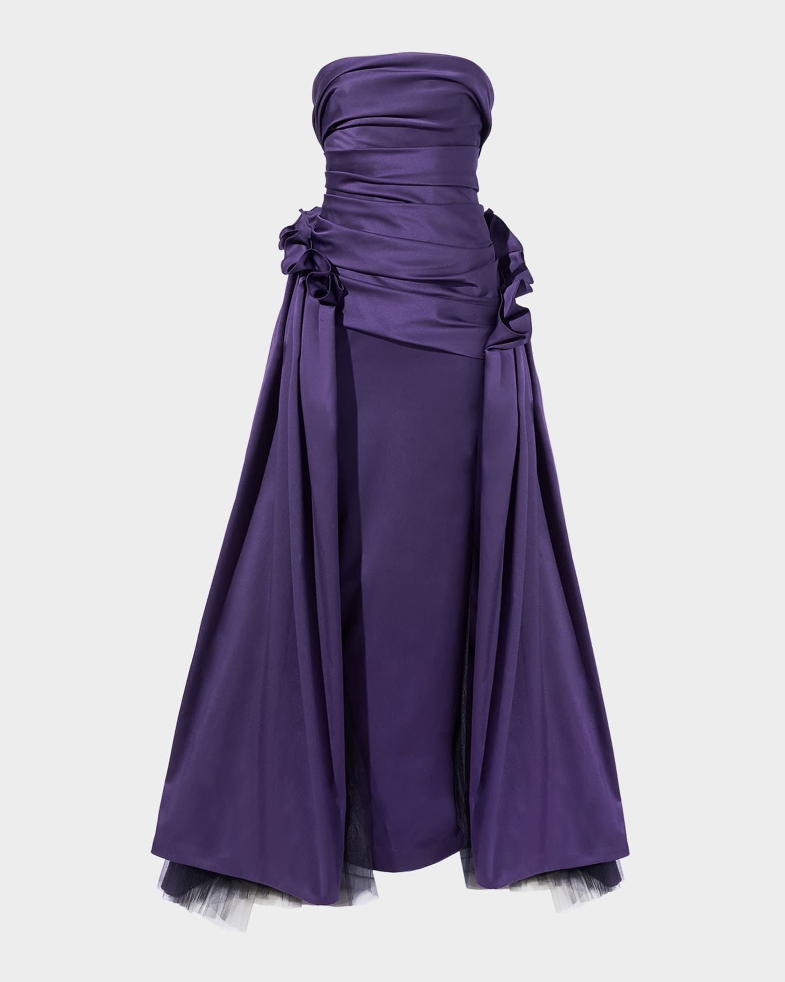 Carolina Herrera Draped Strapless Column Gown With Gathered Overskirt Neiman Marcus