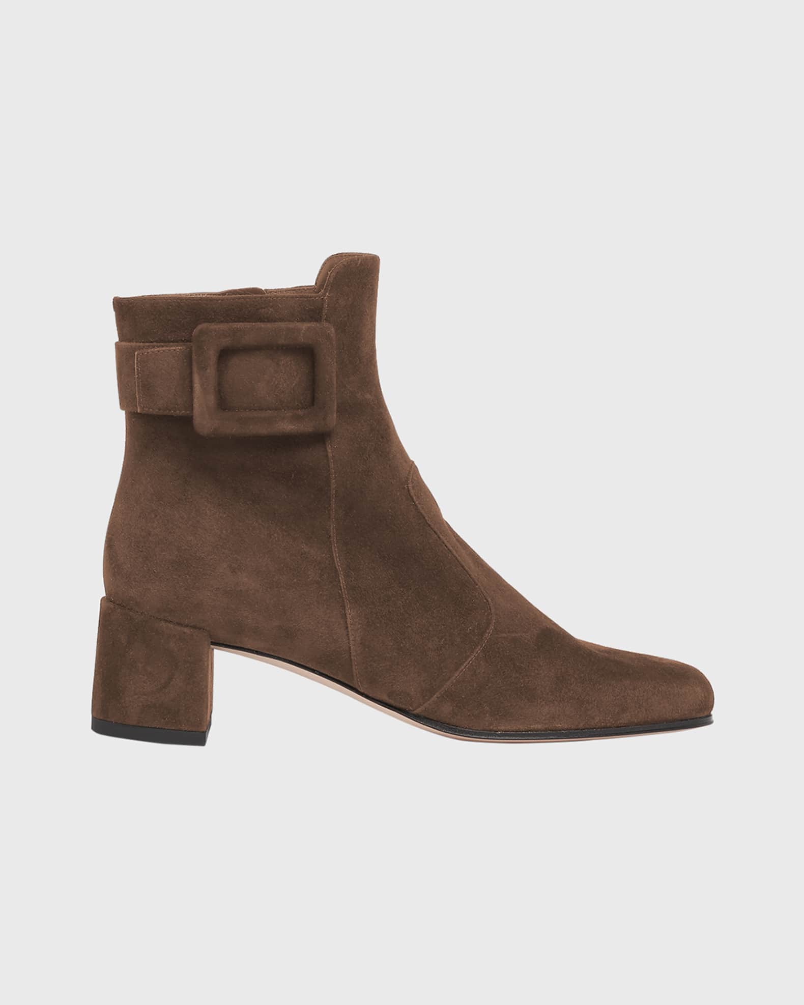 Tres Vivier Suede Buckle Ankle Booties 0