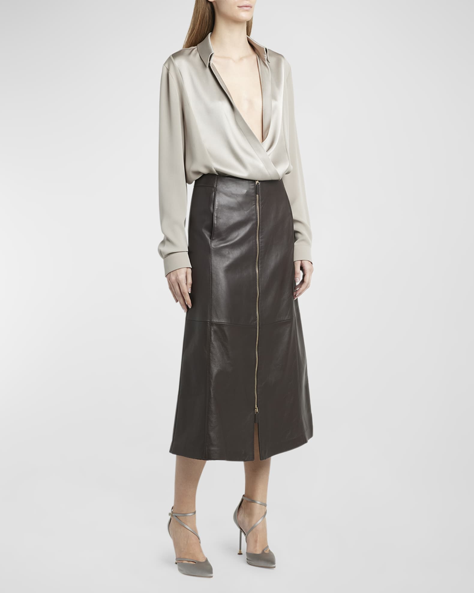 GIORGIO ARMANI シルク ブラウス Giorgio Armani Silk Georgette Wrap Blouse | Neiman Marcus